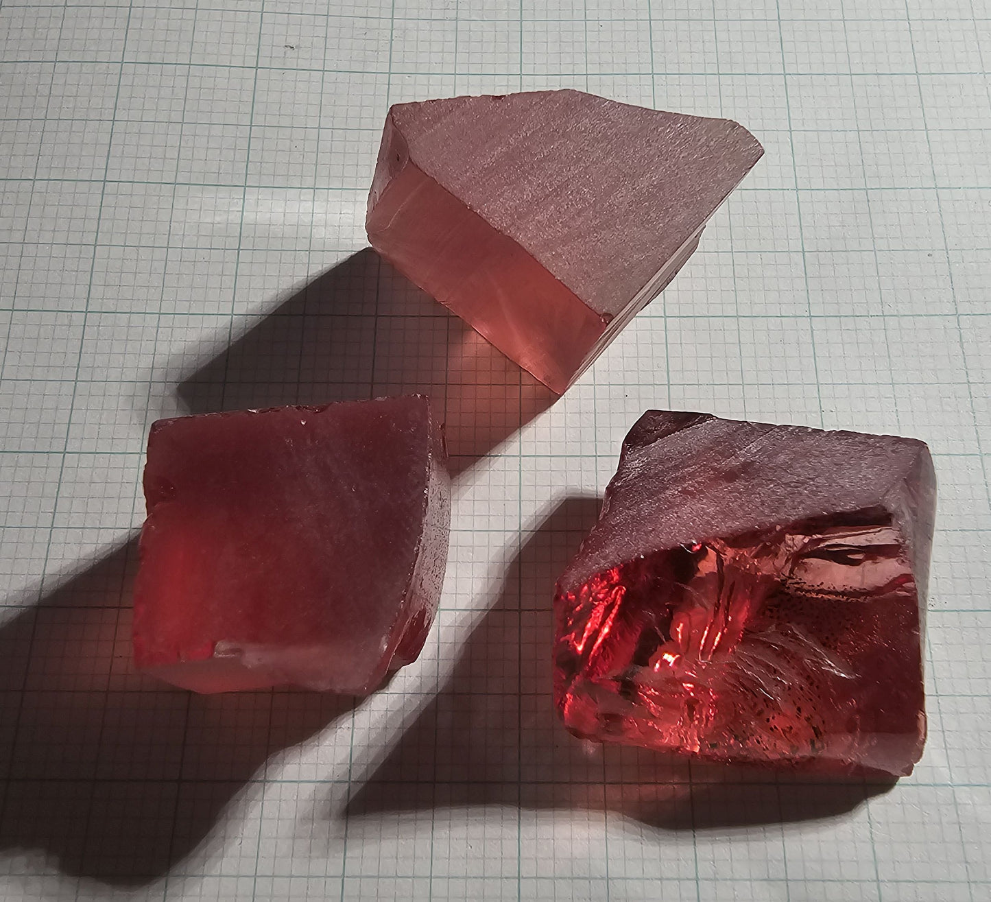 Deep Color Titanium Laser Sapphire Facet Rough Lab Created Crystals, Padparadscha