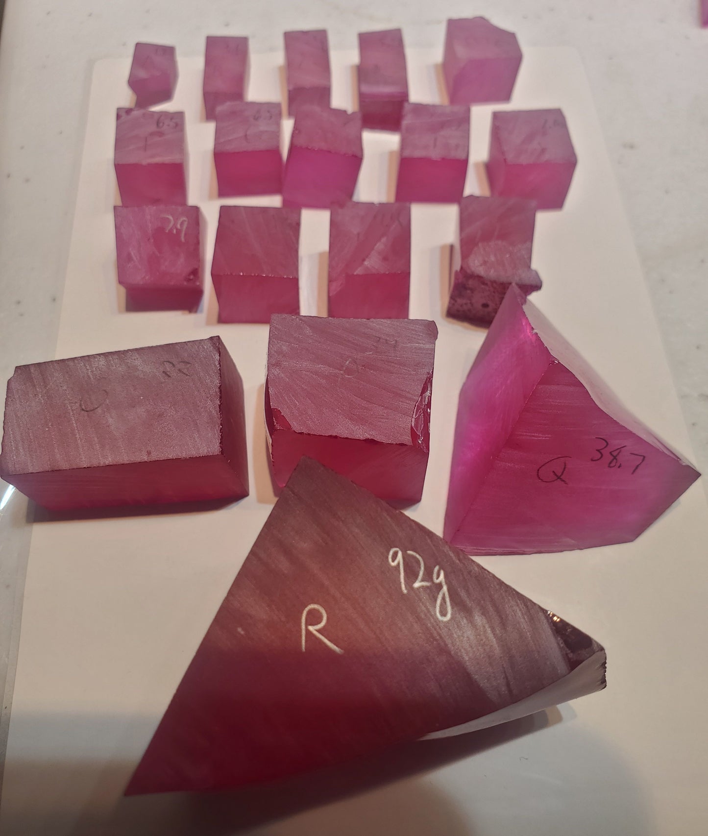 Laser Ruby Facet Rough Lab Created Crystals