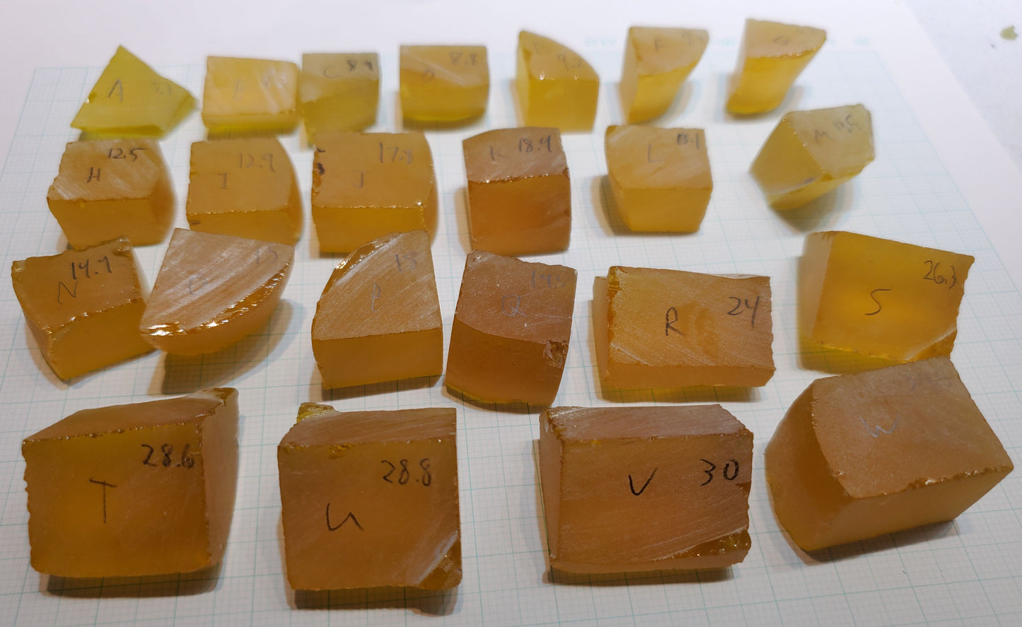 Golden Laser Garnet Facet Rough, Ce+Nd YAG