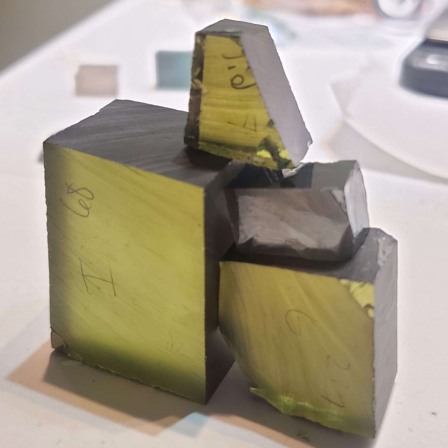 Dark Dichroic Green Moissanite Facet Rough