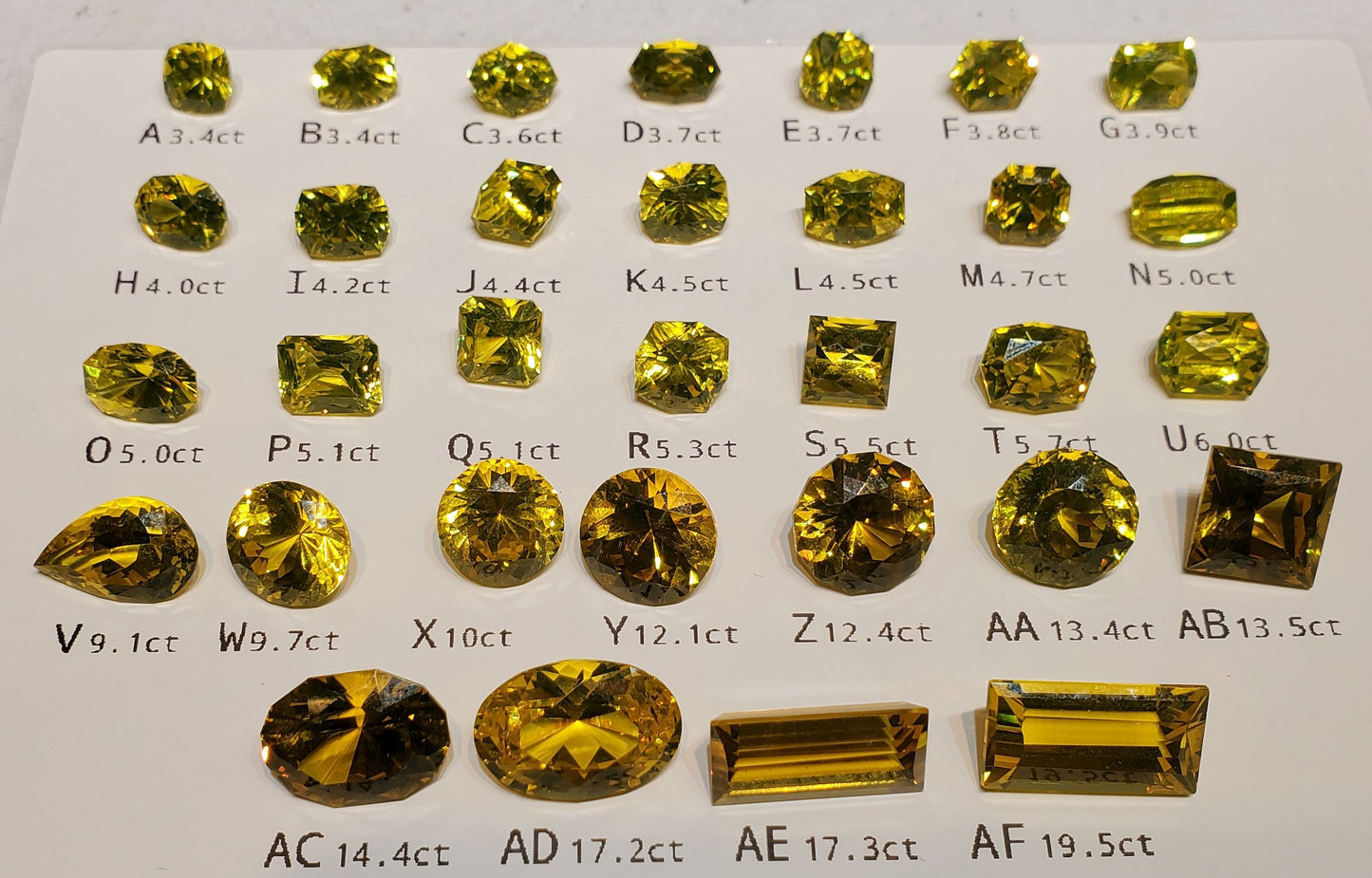 Golden Laser Garnet Faceted Stones, Nd+Ce YAG