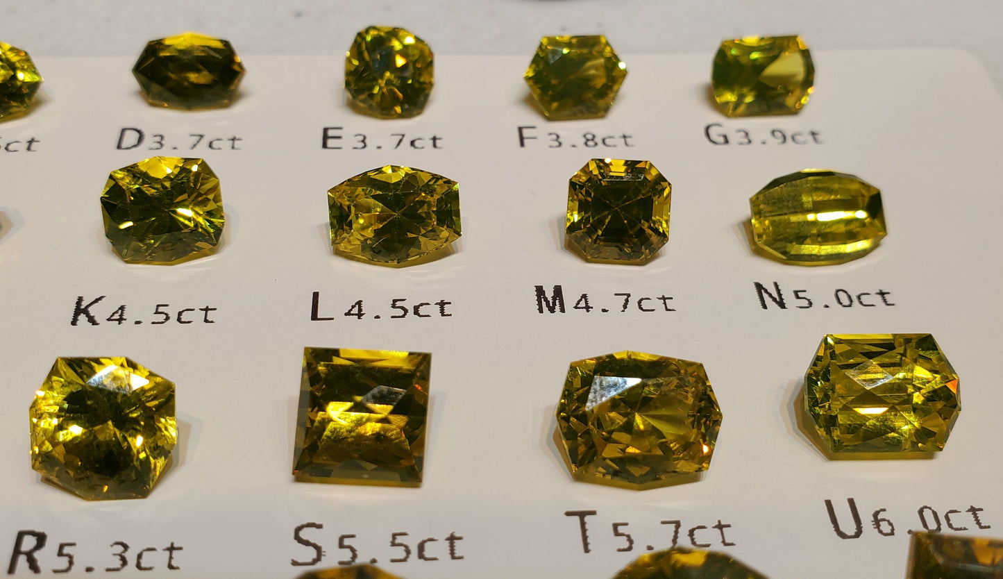 Golden Laser Garnet Faceted Stones, Nd+Ce YAG