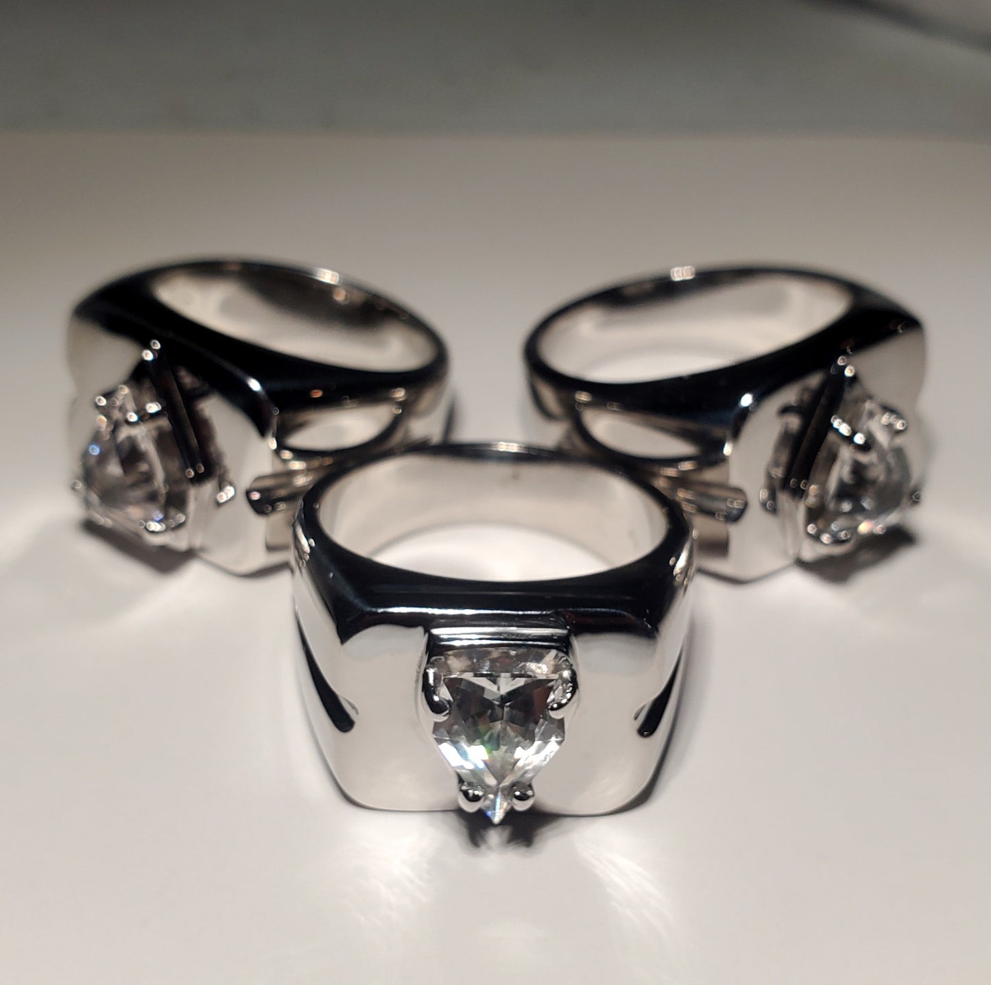 EOTS Cut F-35 Window Sapphire Rings in Sterling Silver (F35 Gem)