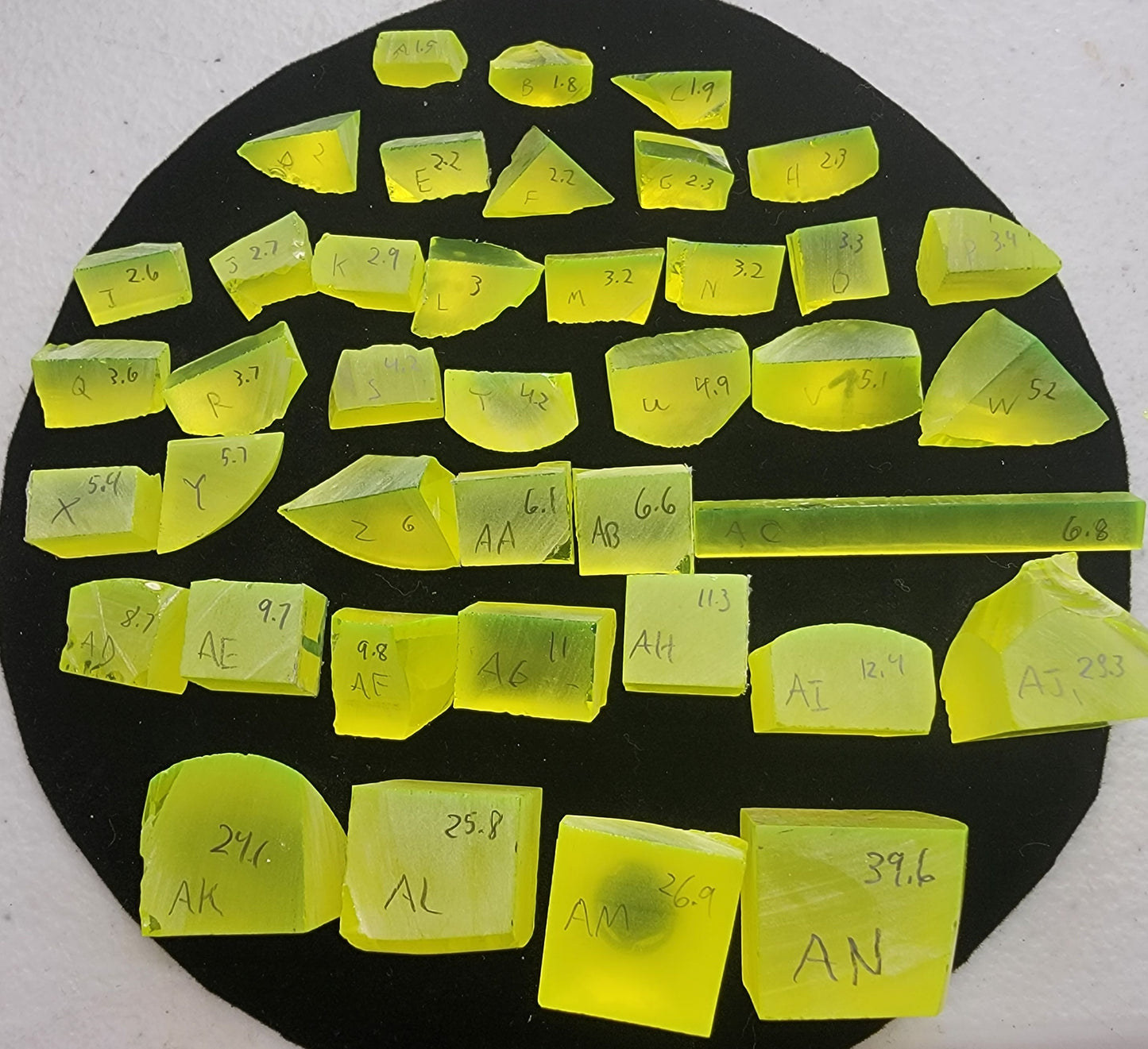 Extra Bright LuAG Lumogarnet Facet Rough Neon Green