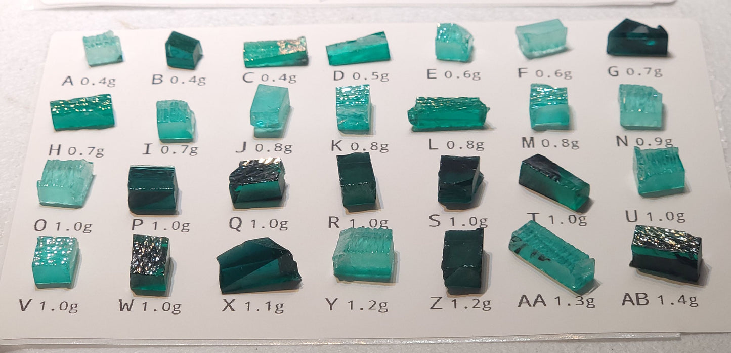 Lab Emerald Facet Rough, Hydrothermal Emerald Crystals