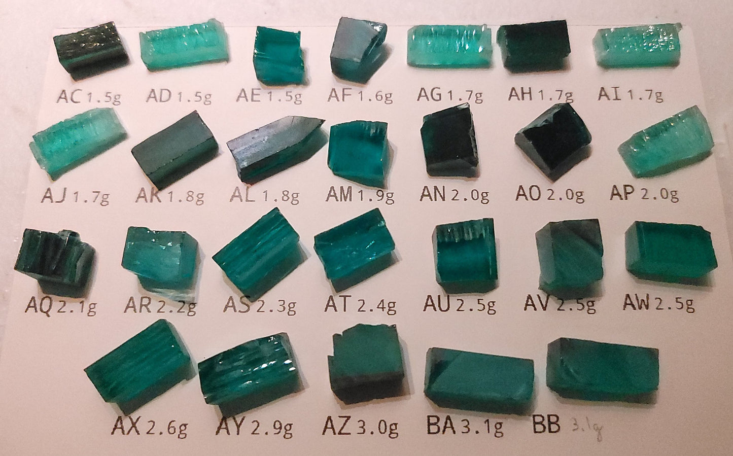 Lab Emerald Facet Rough, Hydrothermal Emerald Crystals
