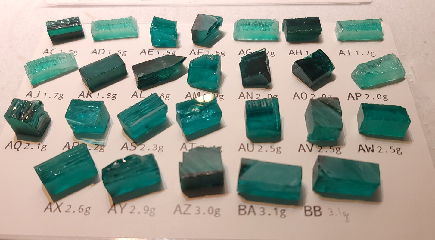 Lab Emerald Facet Rough, Hydrothermal Emerald Crystals