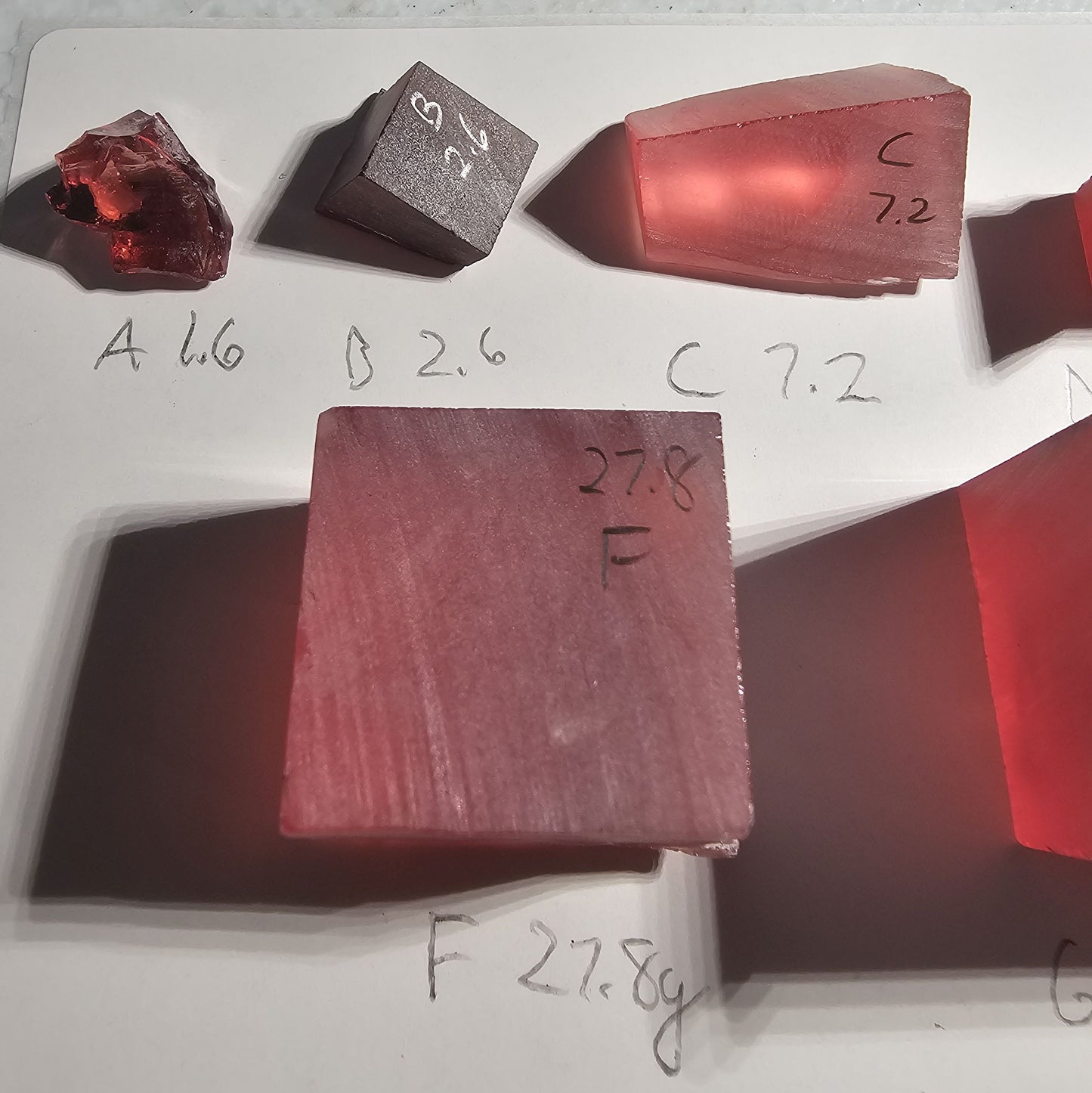 Deep Color Titanium Laser Sapphire Facet Rough Lab Created Crystals, Padparadscha