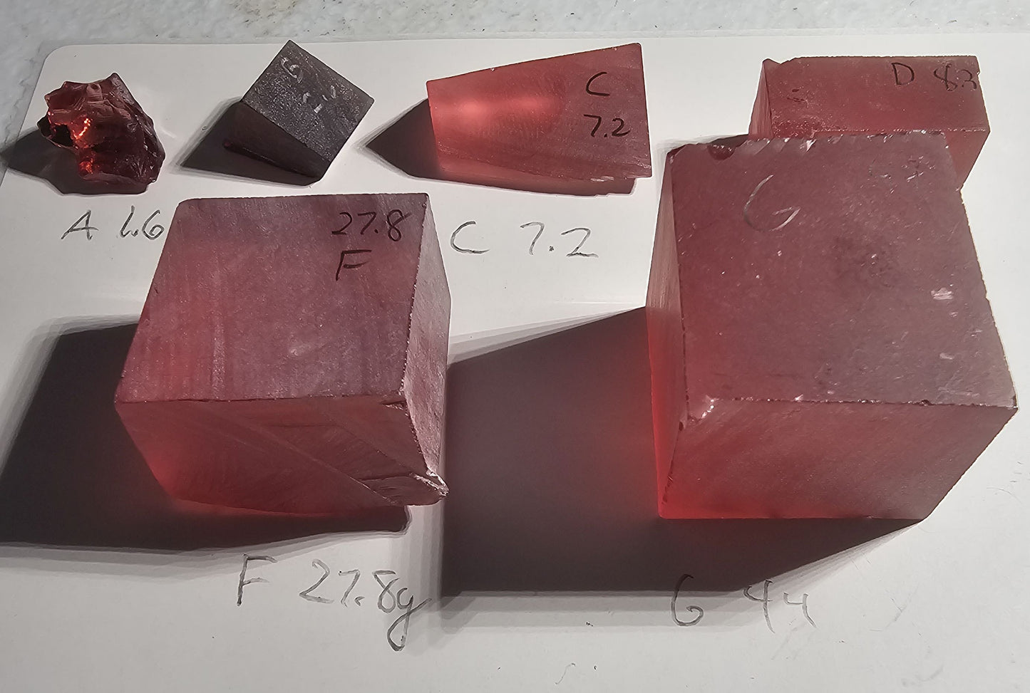 Deep Color Titanium Laser Sapphire Facet Rough Lab Created Crystals, Padparadscha
