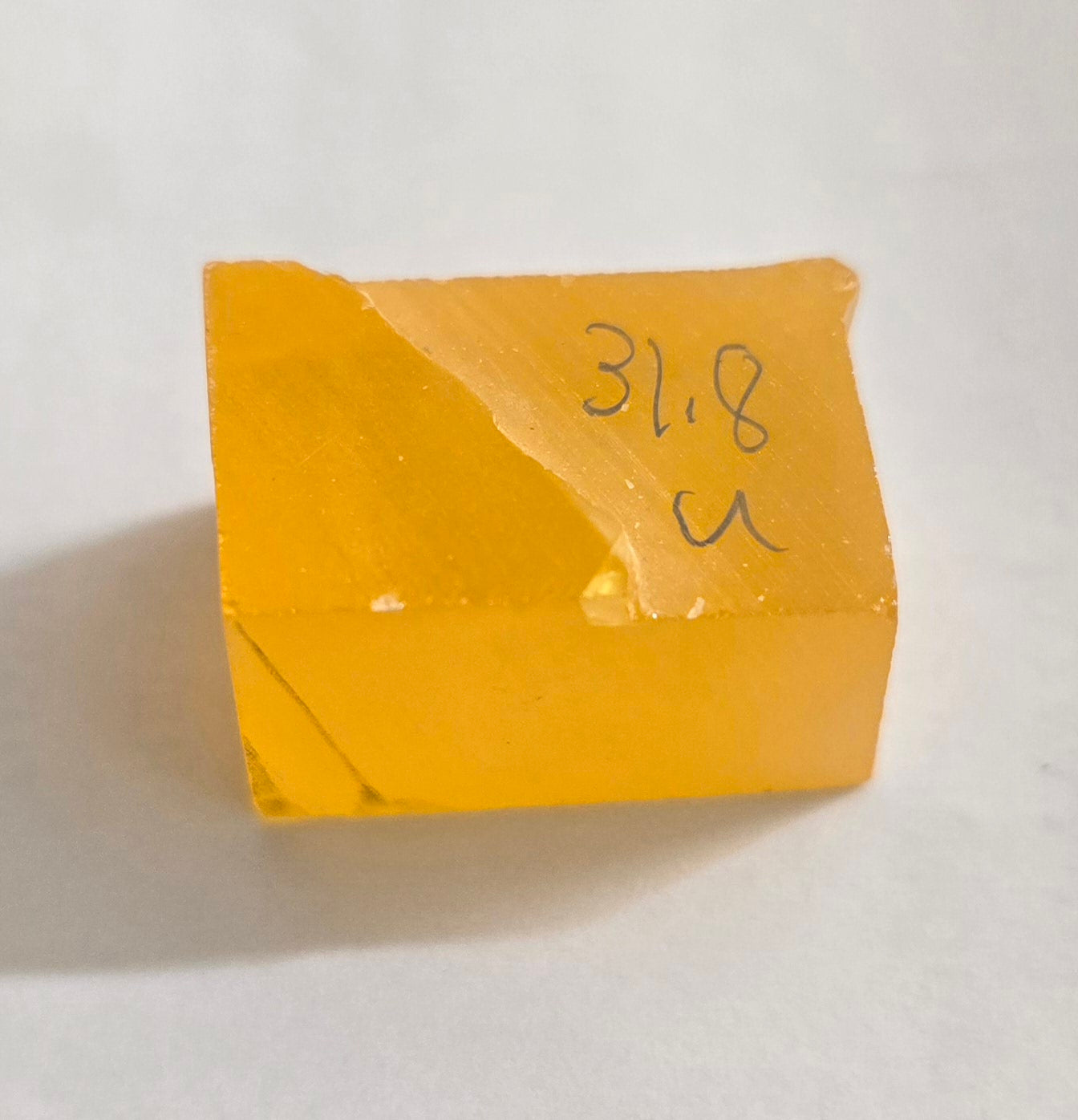 Orange Lithium Tantalate Facet Rough, Lab Created Gem of Science