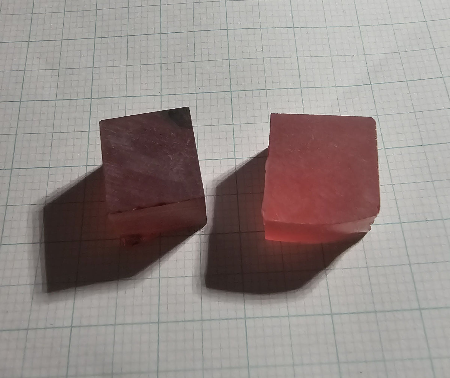 Deep Color Titanium Laser Sapphire Facet Rough Lab Created Crystals, Padparadscha