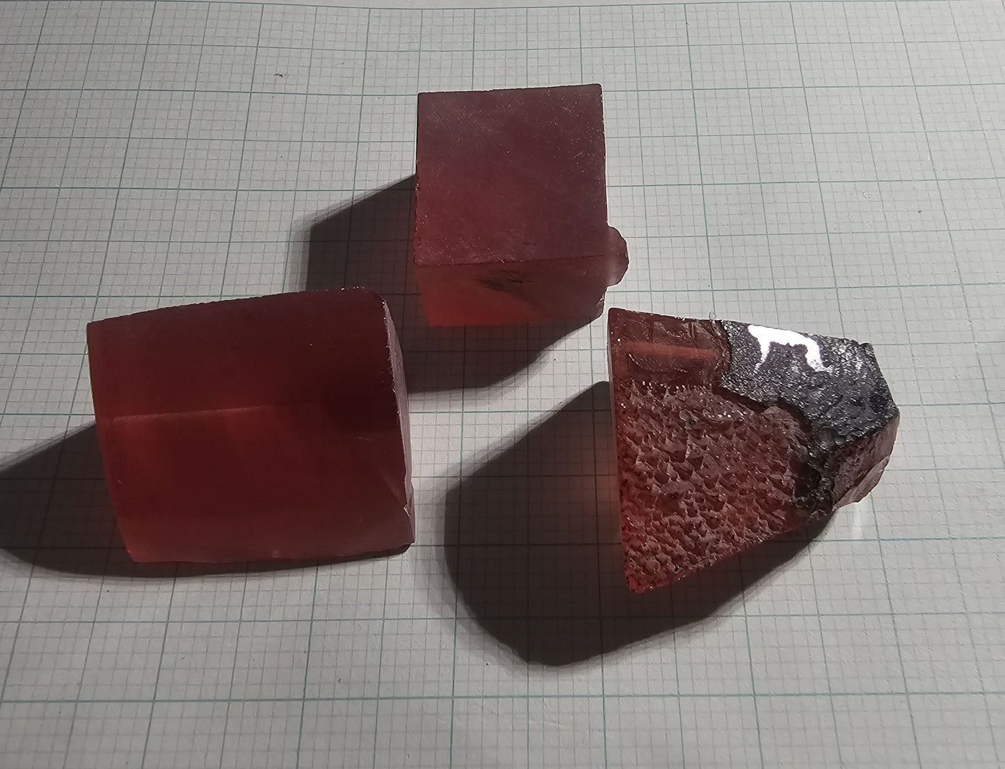 Deep Color Titanium Laser Sapphire Facet Rough Lab Created Crystals, Padparadscha