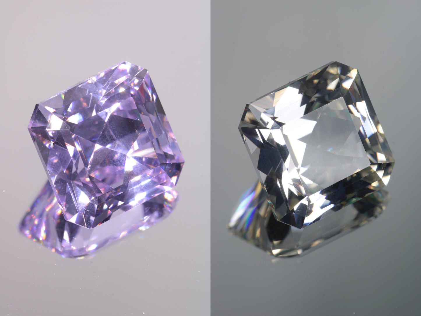 Lab Perovskite Cut Gems, Pink to Orange Red Laser YAP