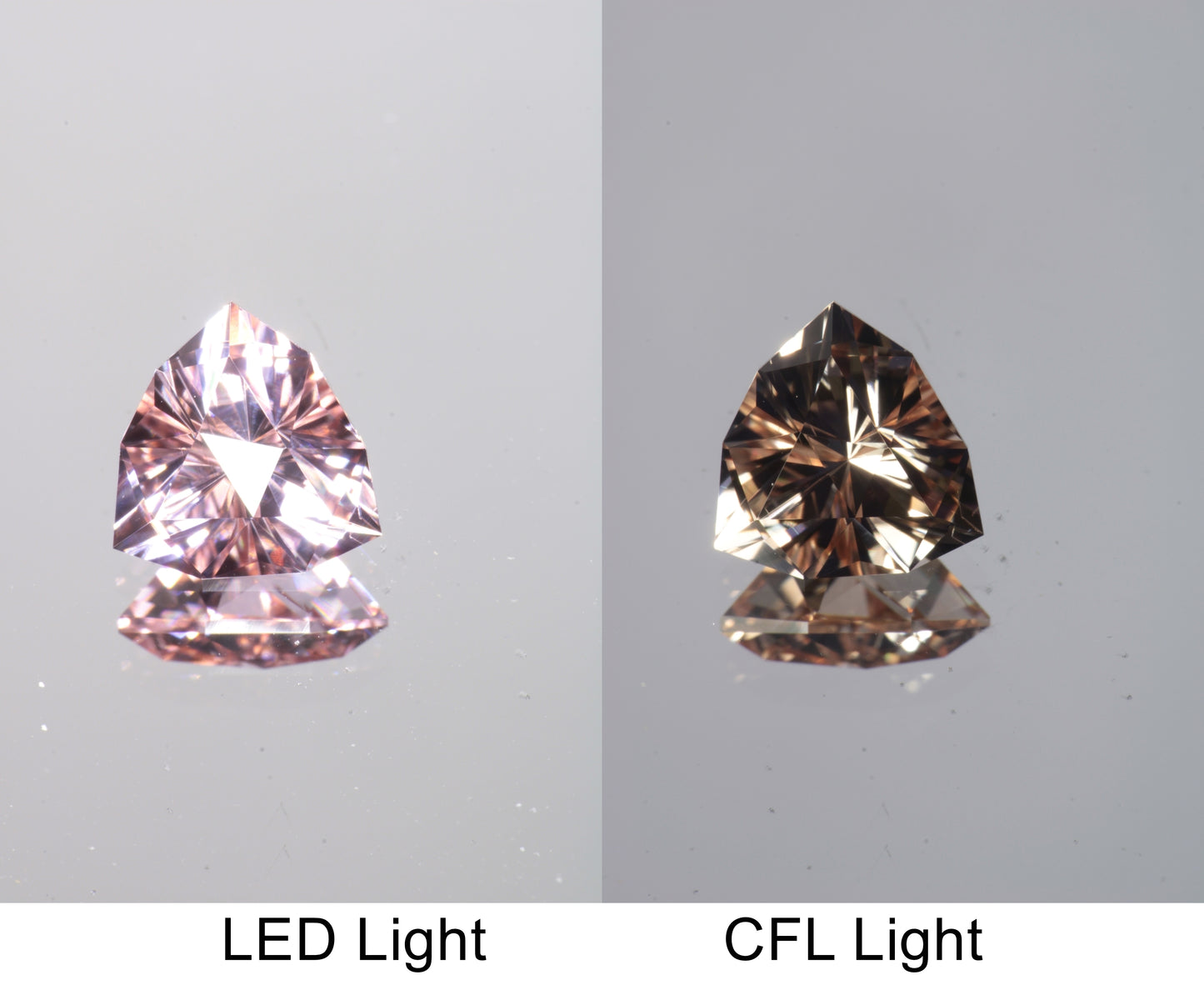 Lab Perovskite Cut Gems, Pink to Orange Red Laser YAP