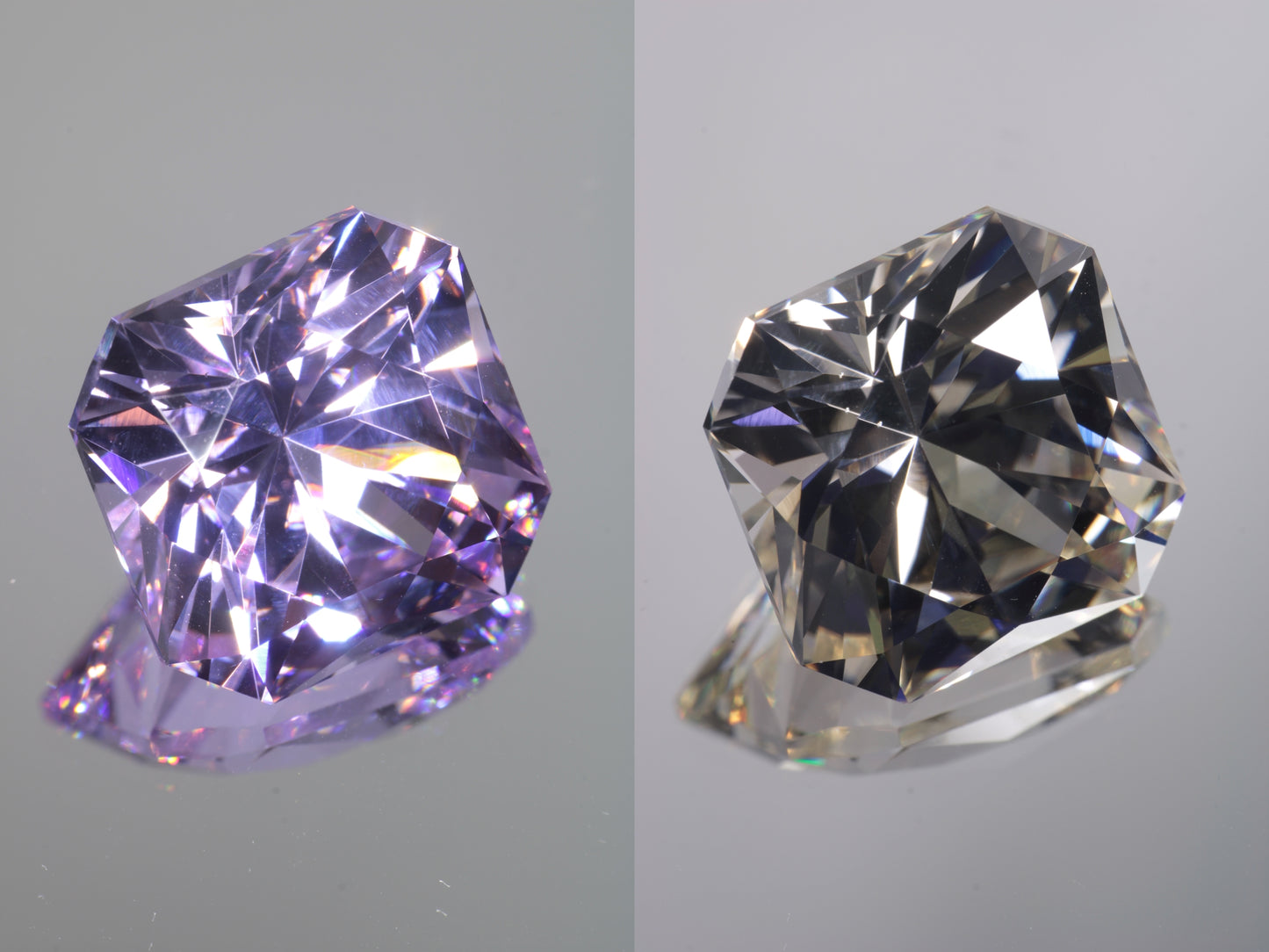 Lab Perovskite Cut Gems, Pink to Orange Red Laser YAP