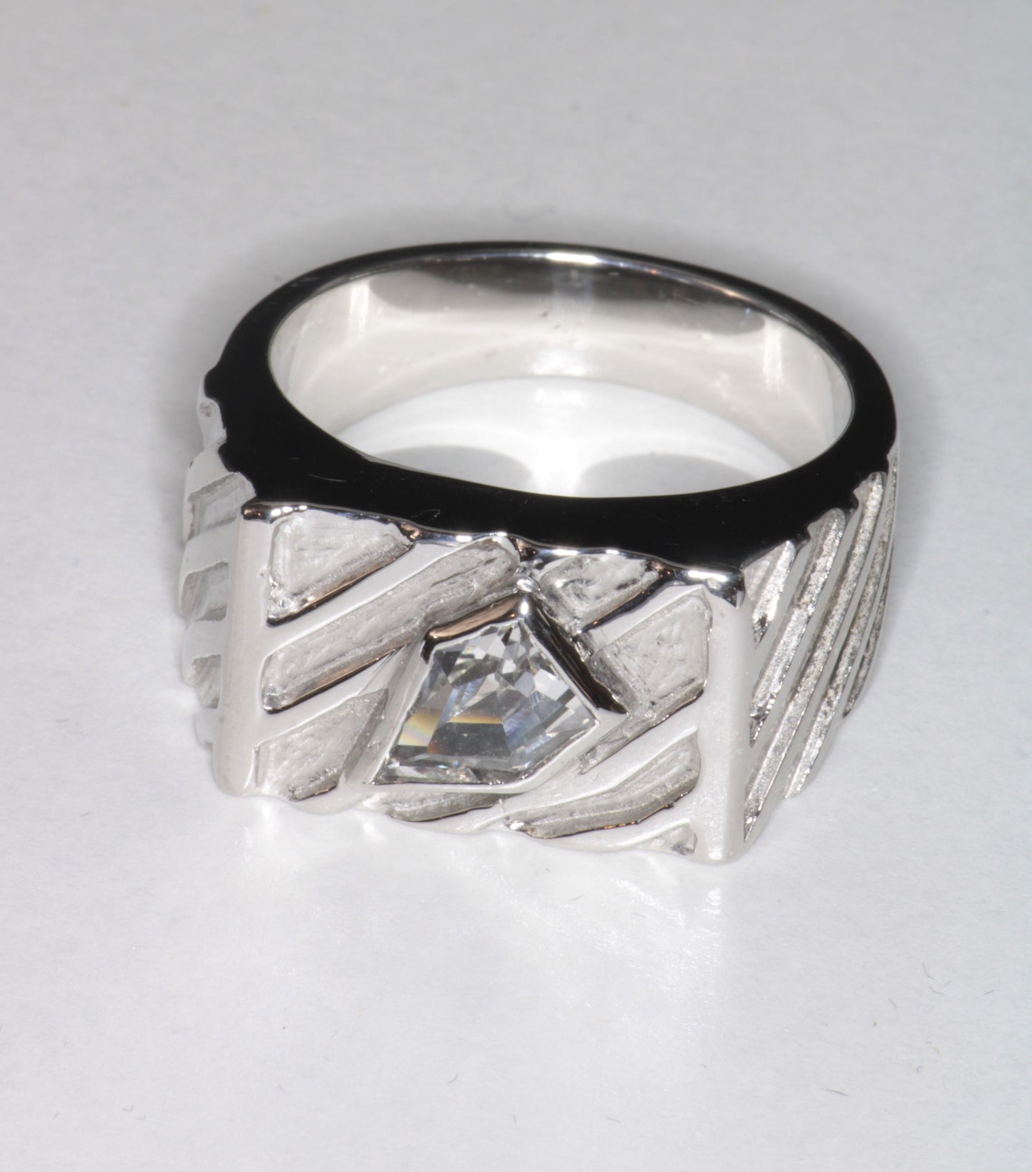 EOTS Cut F-35 Window Sapphire Rings in Sterling Silver (F35 Gem)
