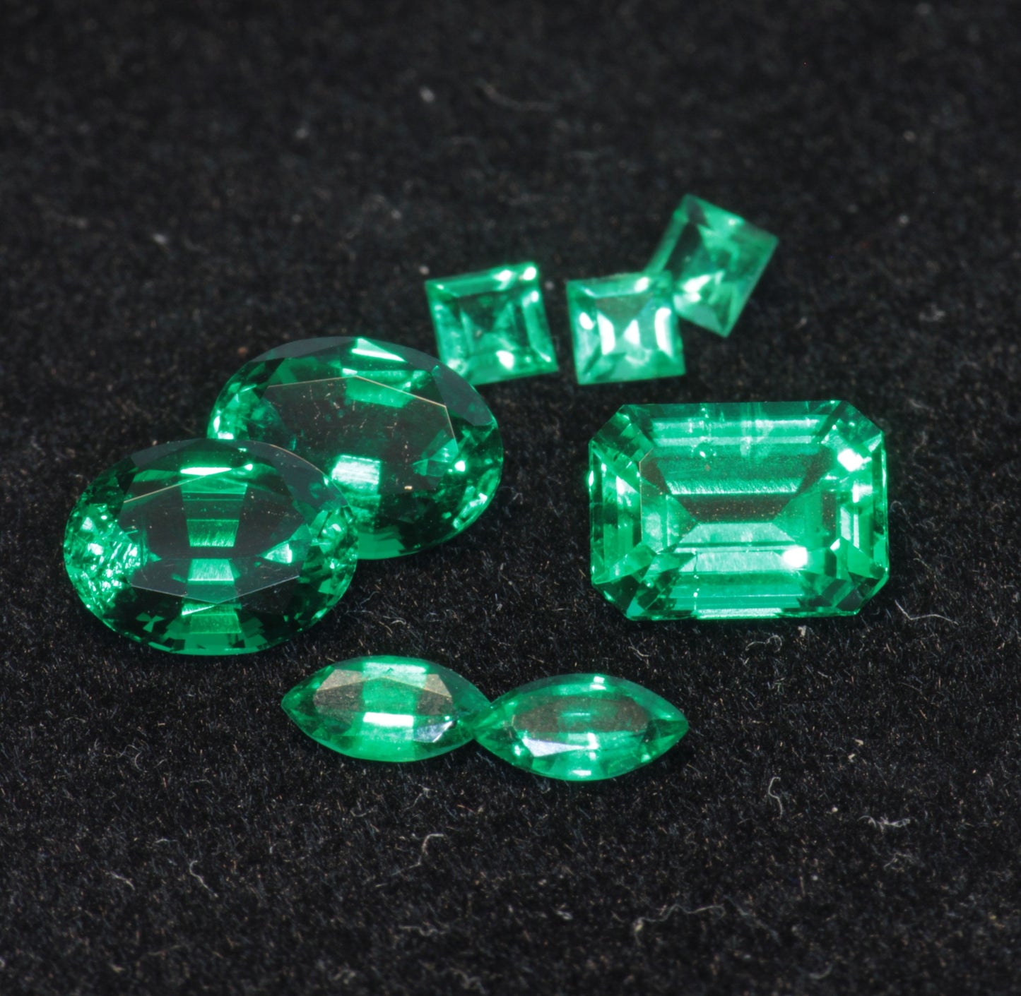 Lab Emerald Faceted Stones, Hydrothermal Emerald Gems