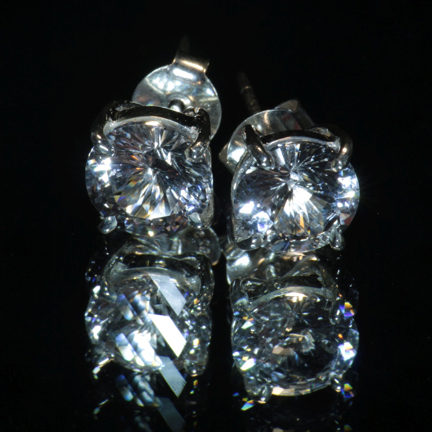 EOTS Cut F-35 Window and Round Cut Sapphire Earrings in Sterling Silver (F35 Gem)