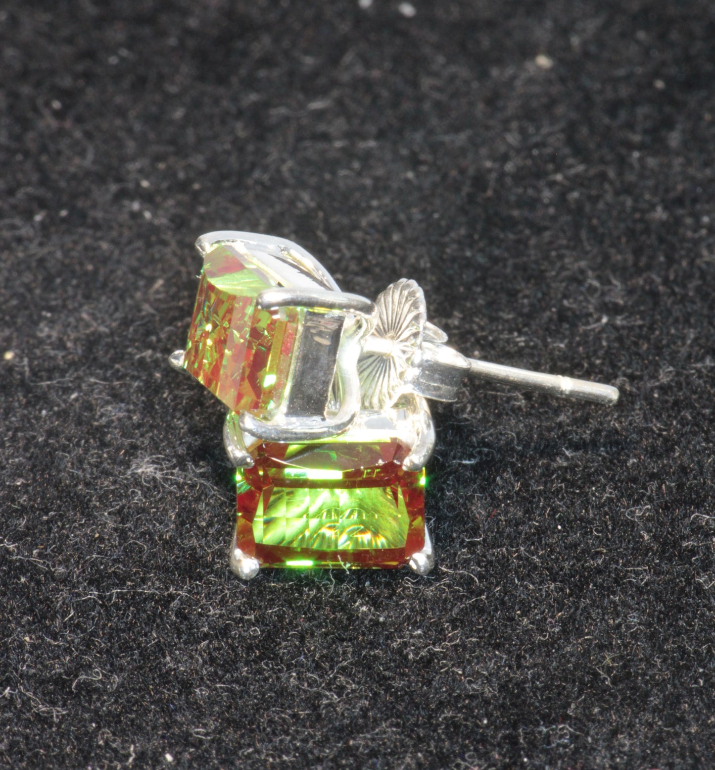 Christmas Garnet Earrings with Fancy Cuts (Pixel and Long Hexagon)