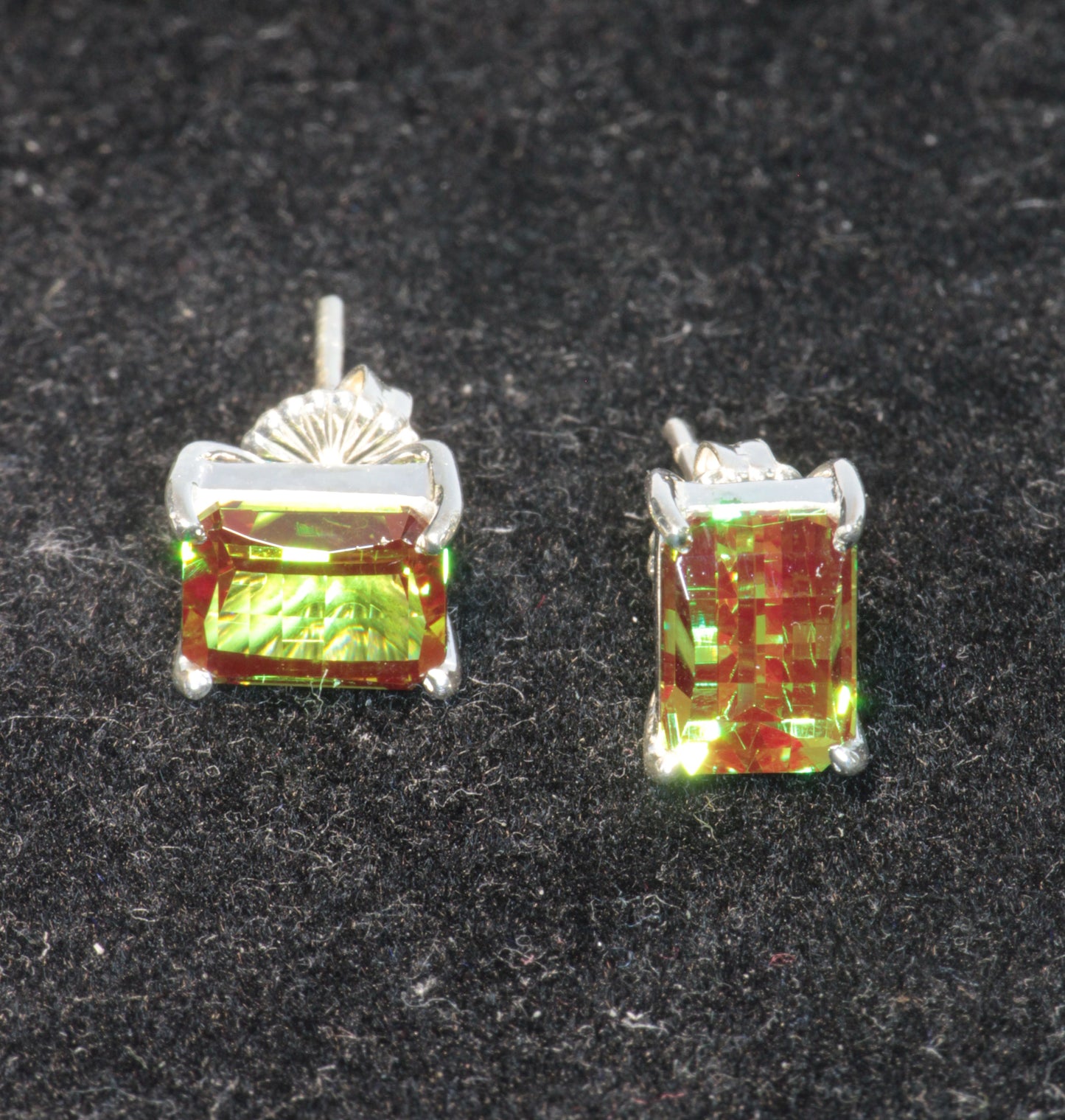 Christmas Garnet Earrings with Fancy Cuts (Pixel and Long Hexagon)