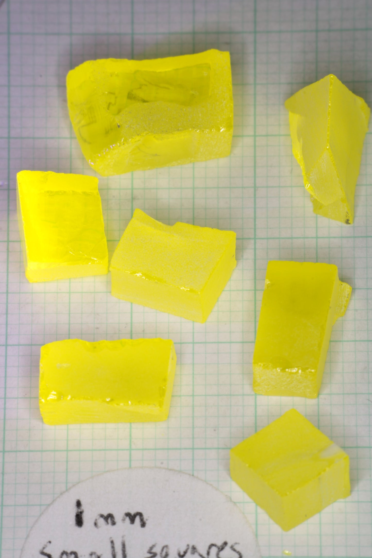 GAGG Lumogarnet Facet Rough Neon Yellow (Day Glow Fluorescence, Slight Phosphorescence)