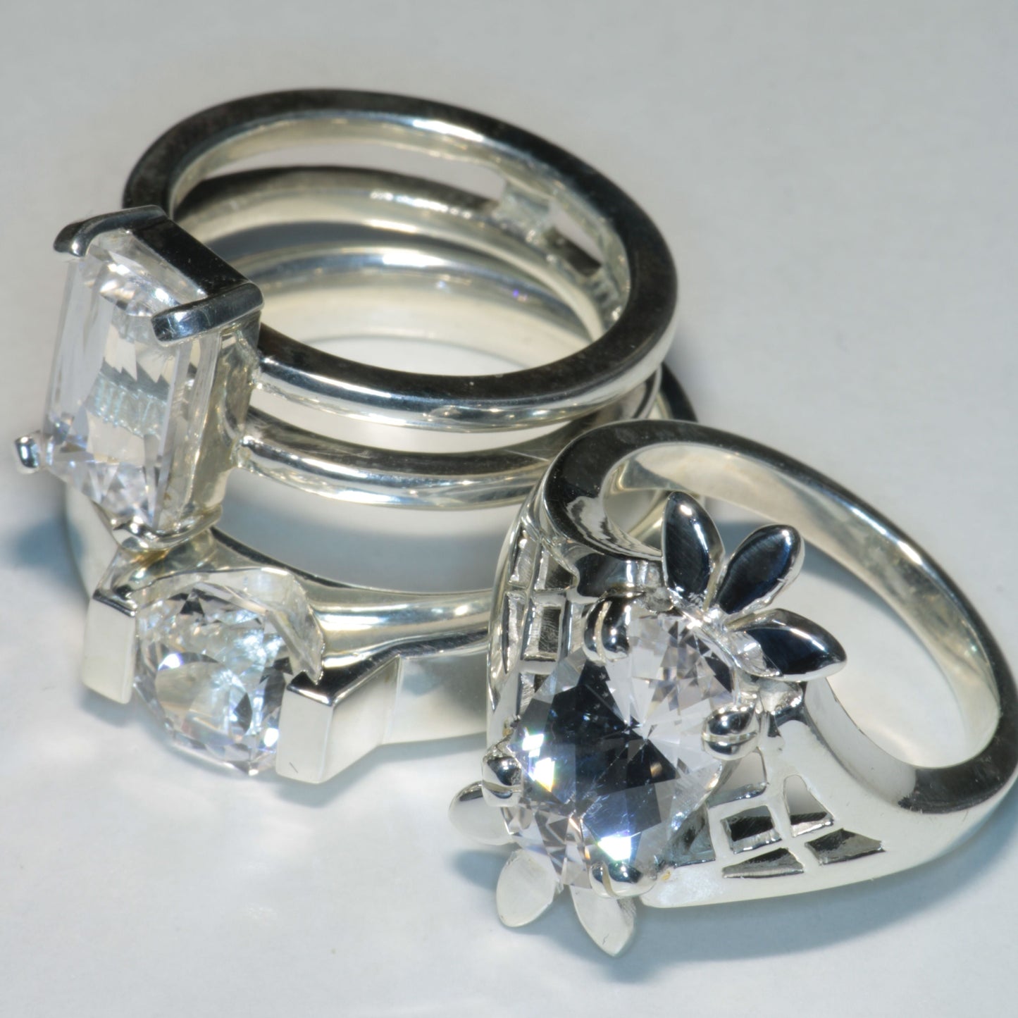 F-35 Fighter Jet Window Sapphire Rings in Sterling (F35 Gem)