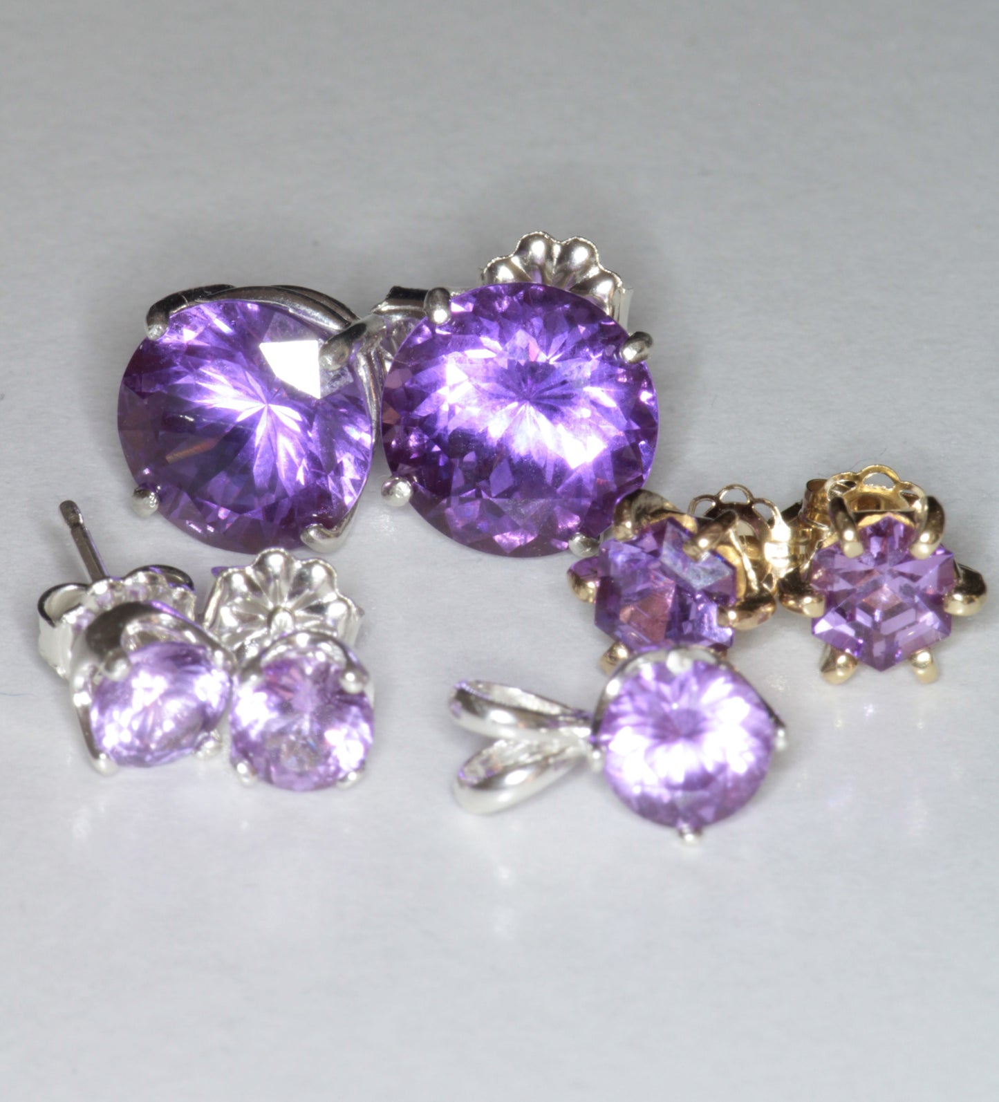Purple Sapphire Jewelry, Earrings Pendants and Rings, Czochralski Pulled