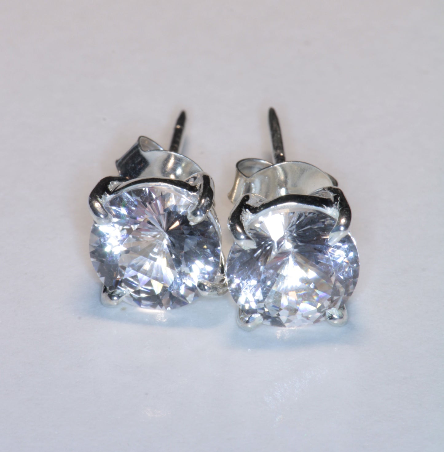 EOTS Cut F-35 Window and Round Cut Sapphire Earrings in Sterling Silver (F35 Gem)