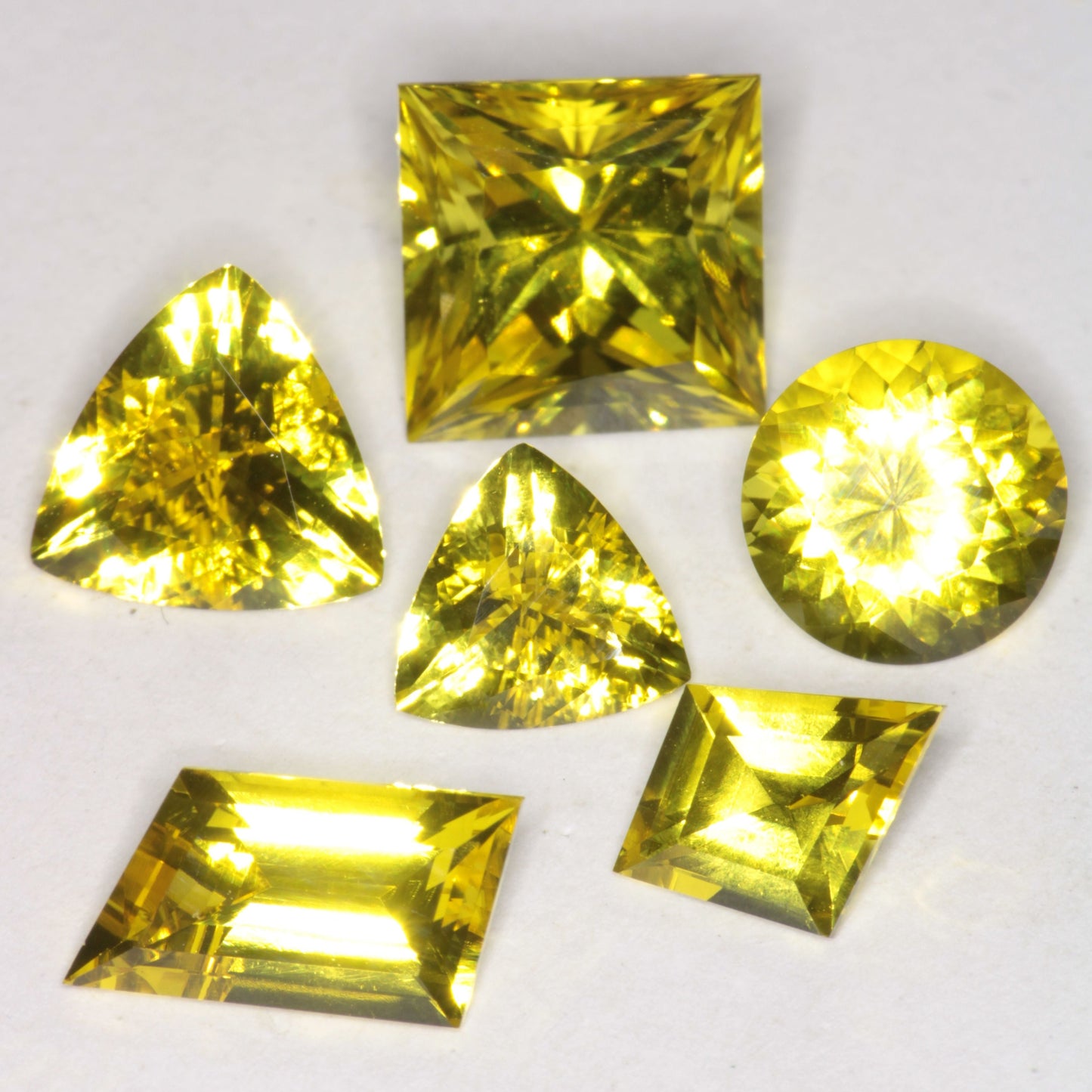 Yellow Sapphire Loose Stones, Faceted Czochralski Grown Gems