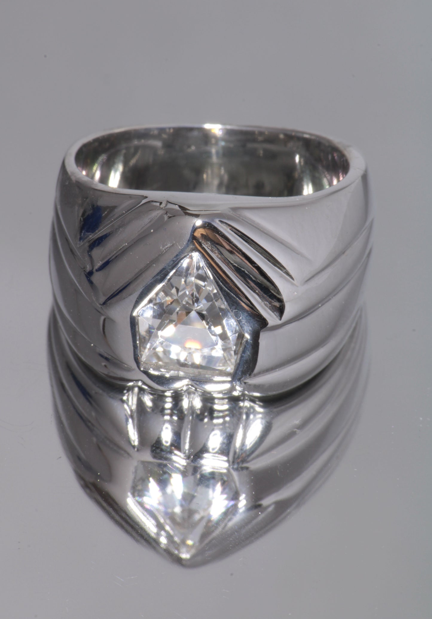 EOTS Cut F-35 Window Sapphire Rings in Sterling Silver (F35 Gem)