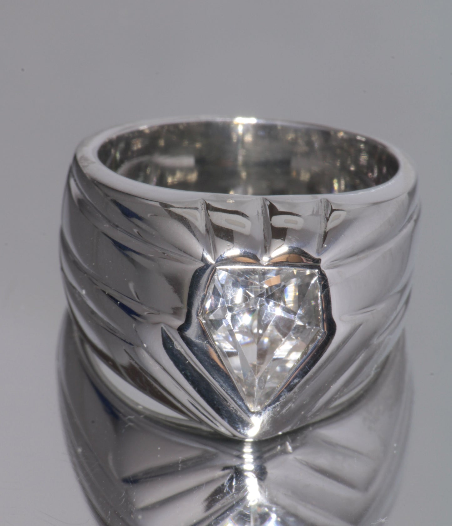 EOTS Cut F-35 Window Sapphire Rings in Sterling Silver (F35 Gem)