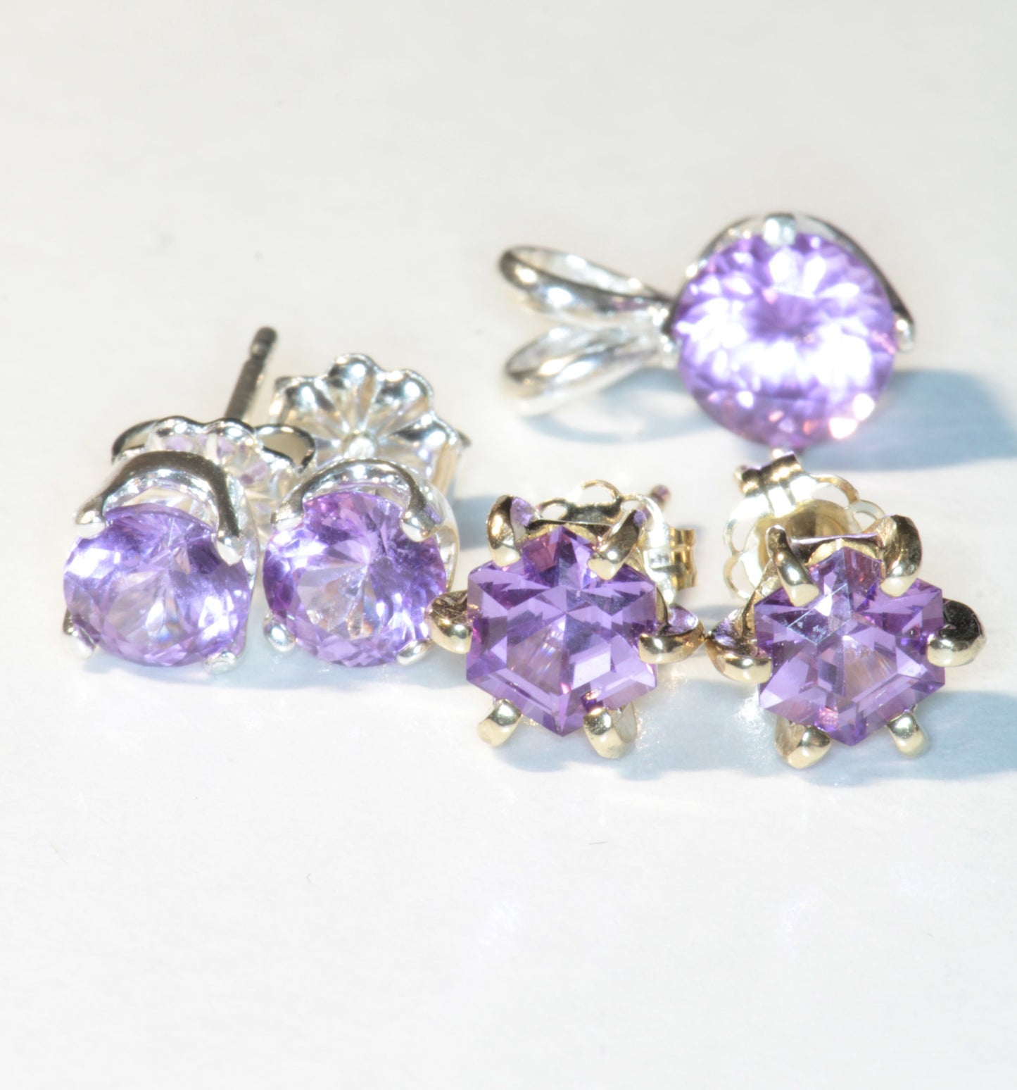 Purple Sapphire Jewelry, Earrings Pendants and Rings, Czochralski Pulled
