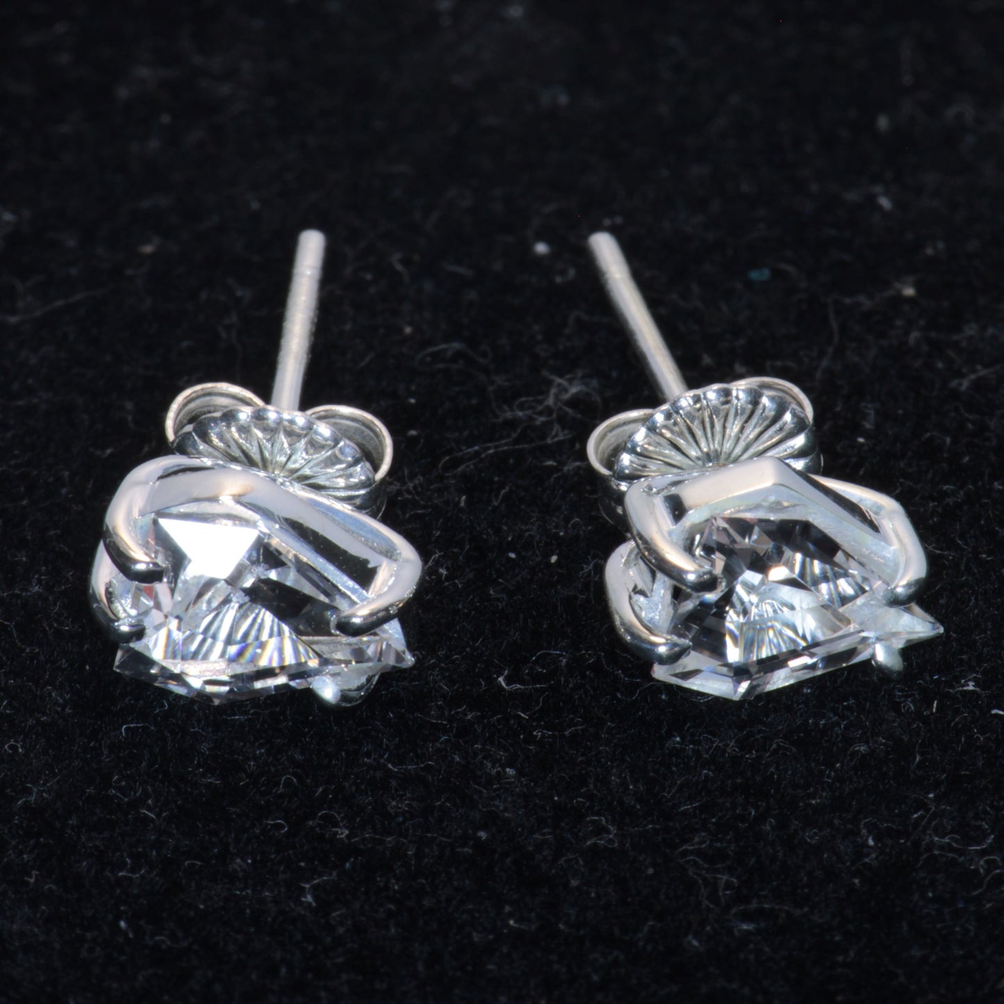 EOTS Cut F-35 Window and Round Cut Sapphire Earrings in Sterling Silver (F35 Gem)
