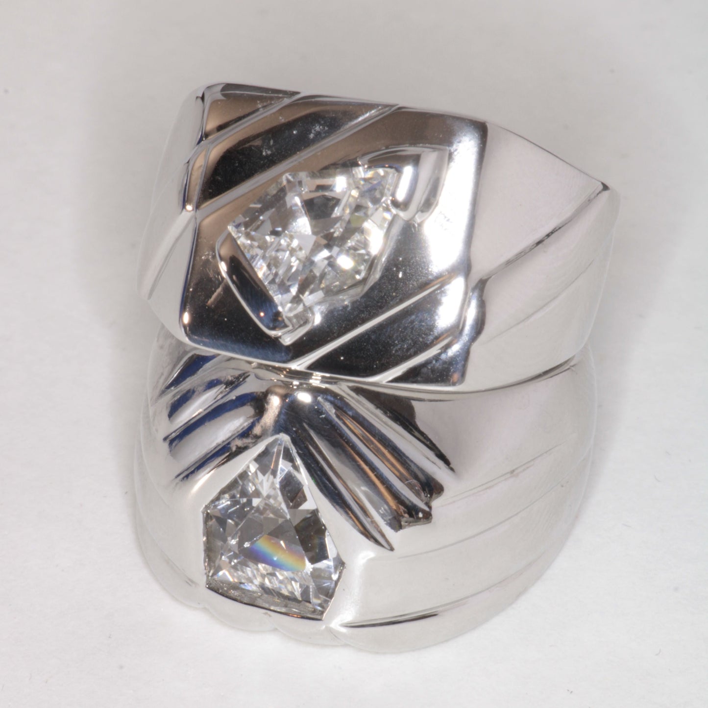 EOTS Cut F-35 Window Sapphire Rings in Sterling Silver (F35 Gem)