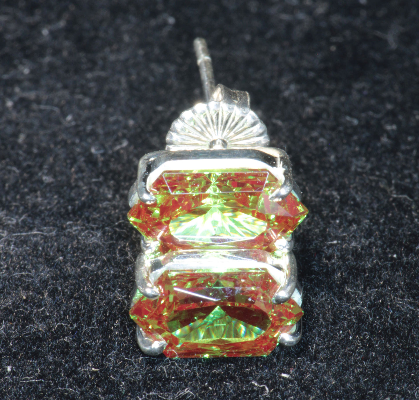 Christmas Garnet Earrings with Fancy Cuts (Pixel and Long Hexagon)