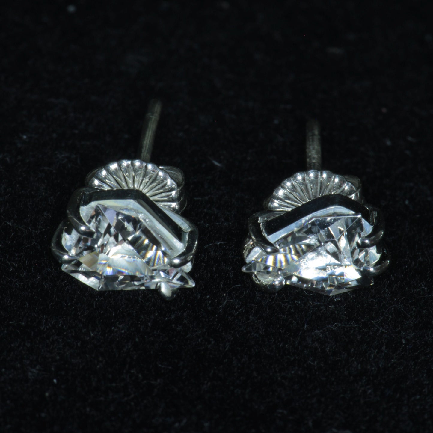 EOTS Cut F-35 Window and Round Cut Sapphire Earrings in Sterling Silver (F35 Gem)