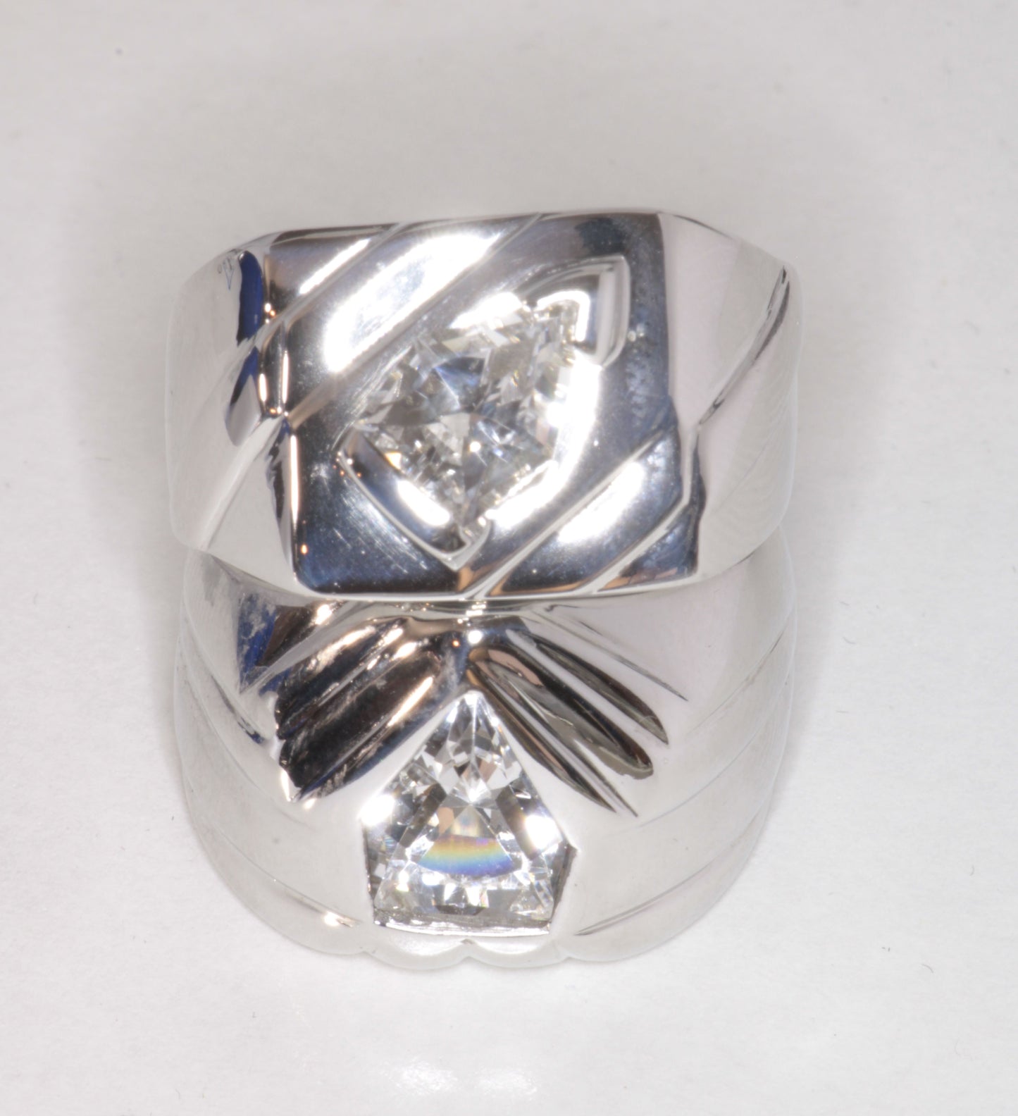 EOTS Cut F-35 Window Sapphire Rings in Sterling Silver (F35 Gem)