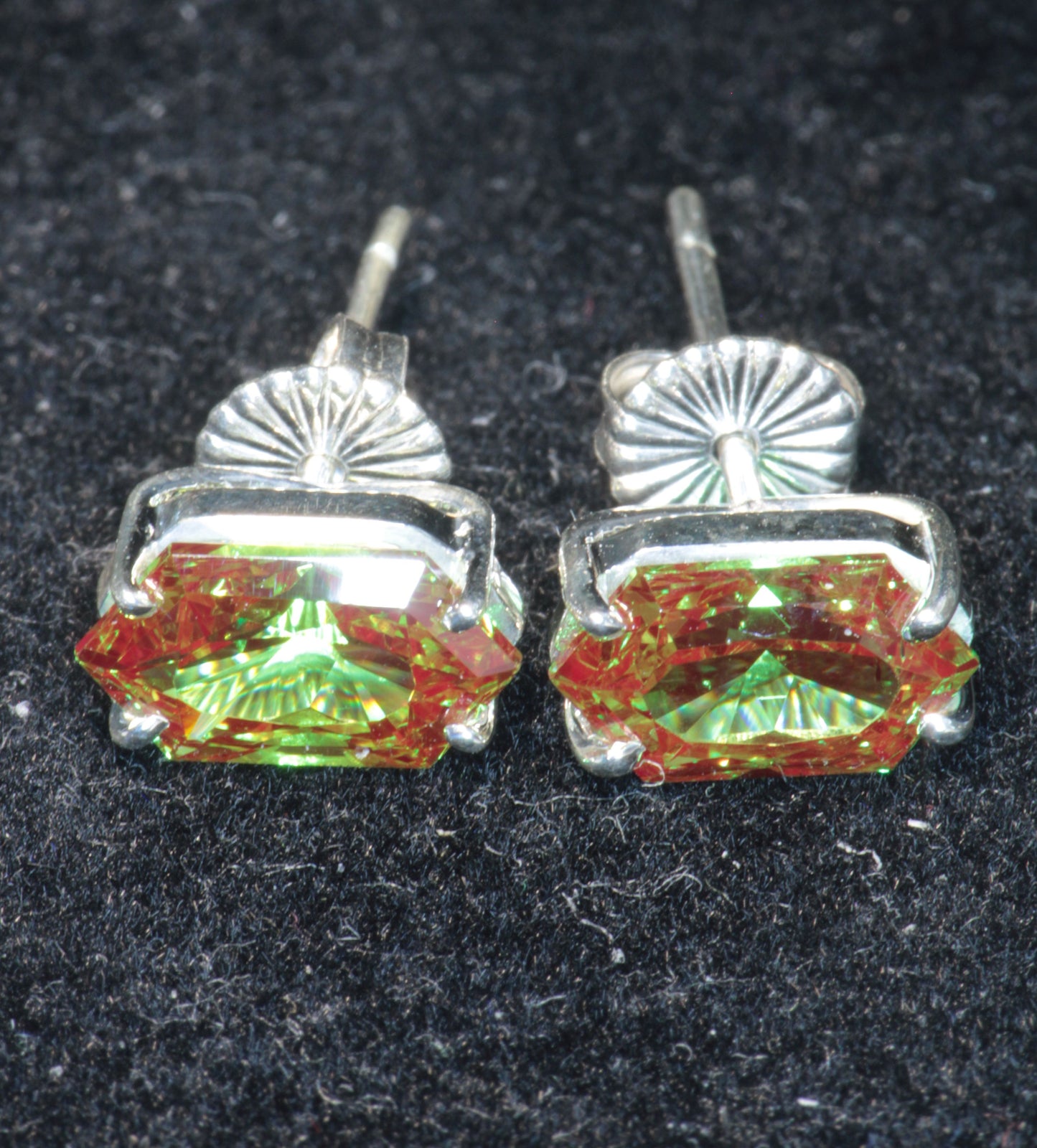 Christmas Garnet Earrings with Fancy Cuts (Pixel and Long Hexagon)