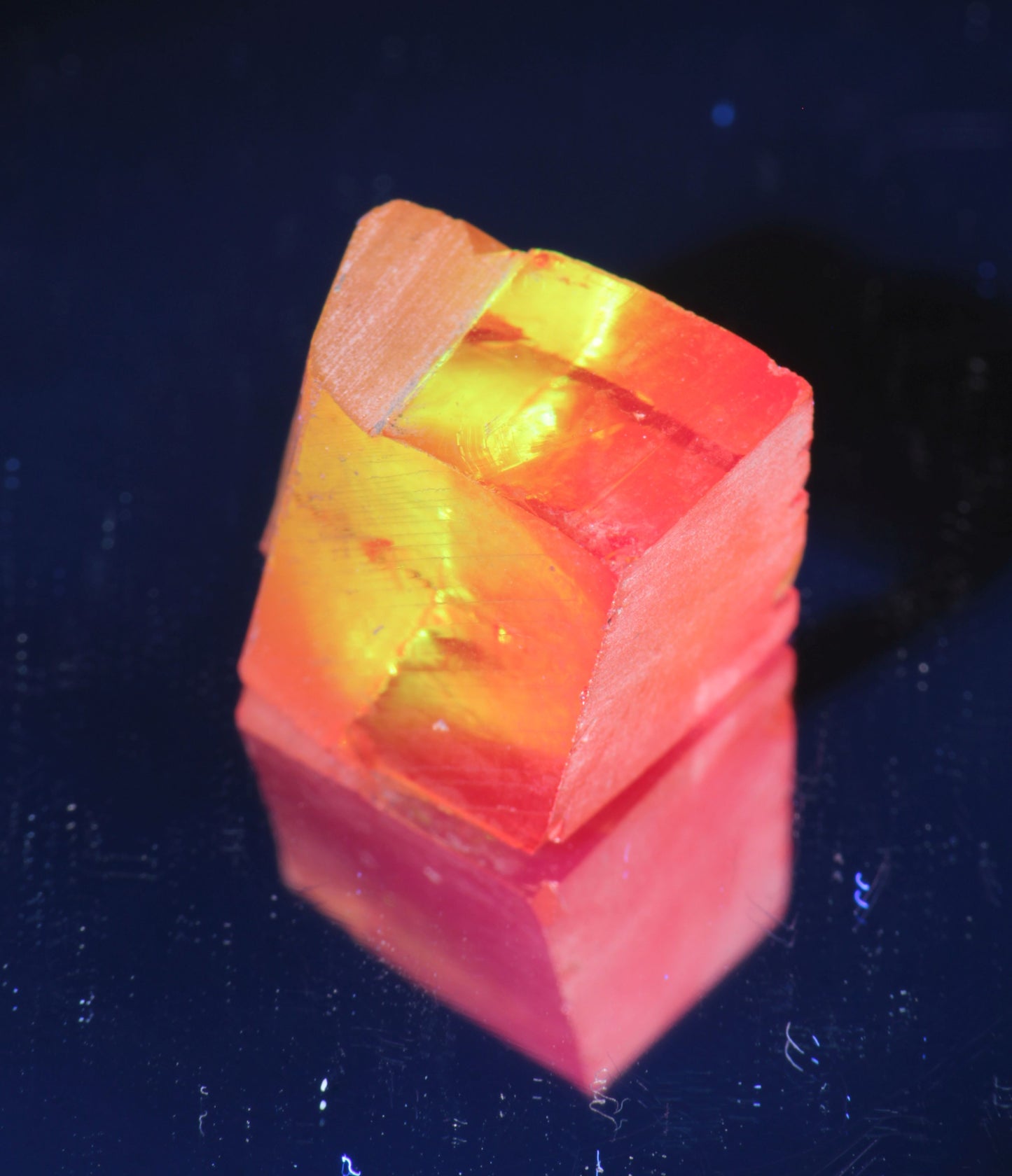 Rough Christmas Garnet Under Both Visible and UV Light