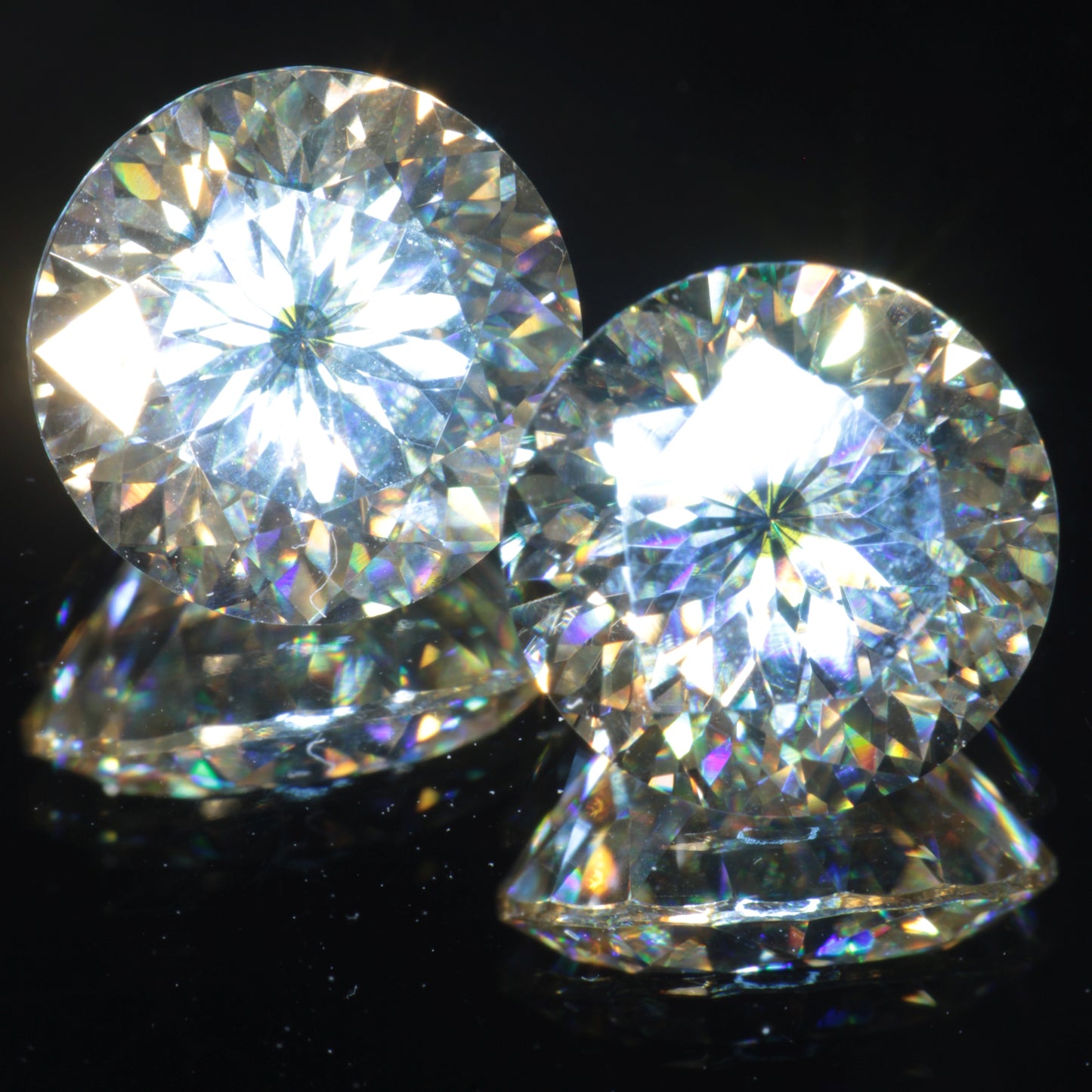 Moissanite Eyes, Loose Round Cut Bicolor Moissanites