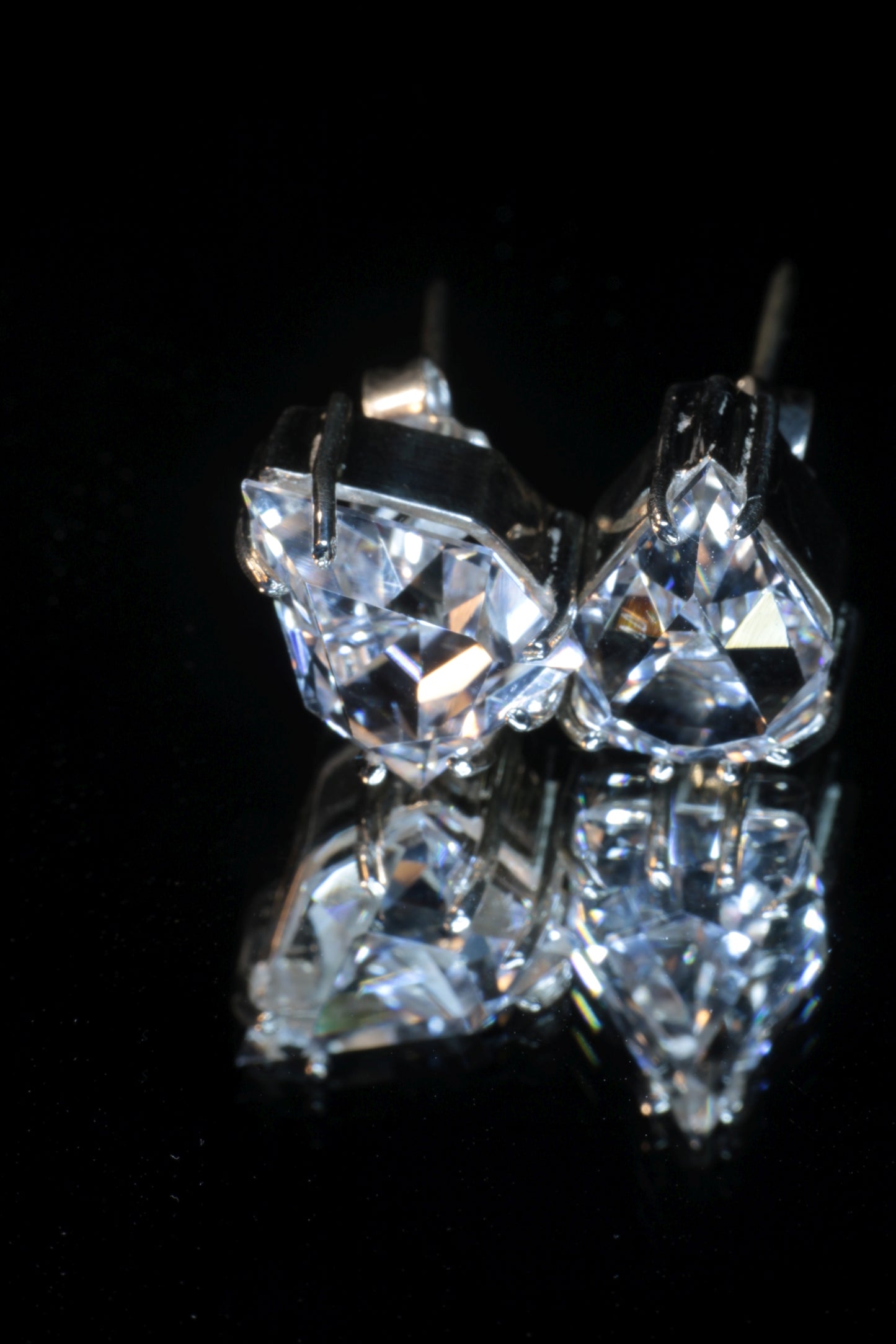 EOTS Cut F-35 Window and Round Cut Sapphire Earrings in Sterling Silver (F35 Gem)