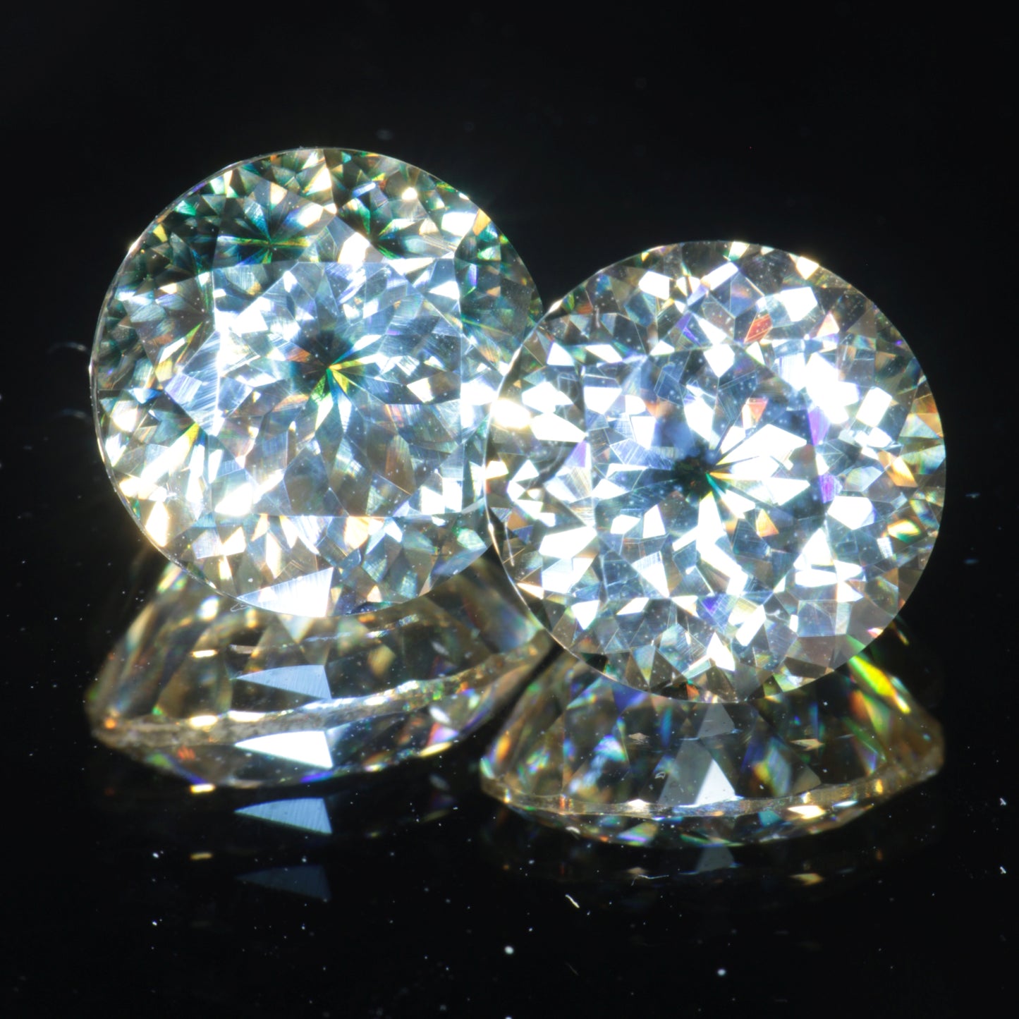 Moissanite Eyes, Loose Round Cut Bicolor Moissanites