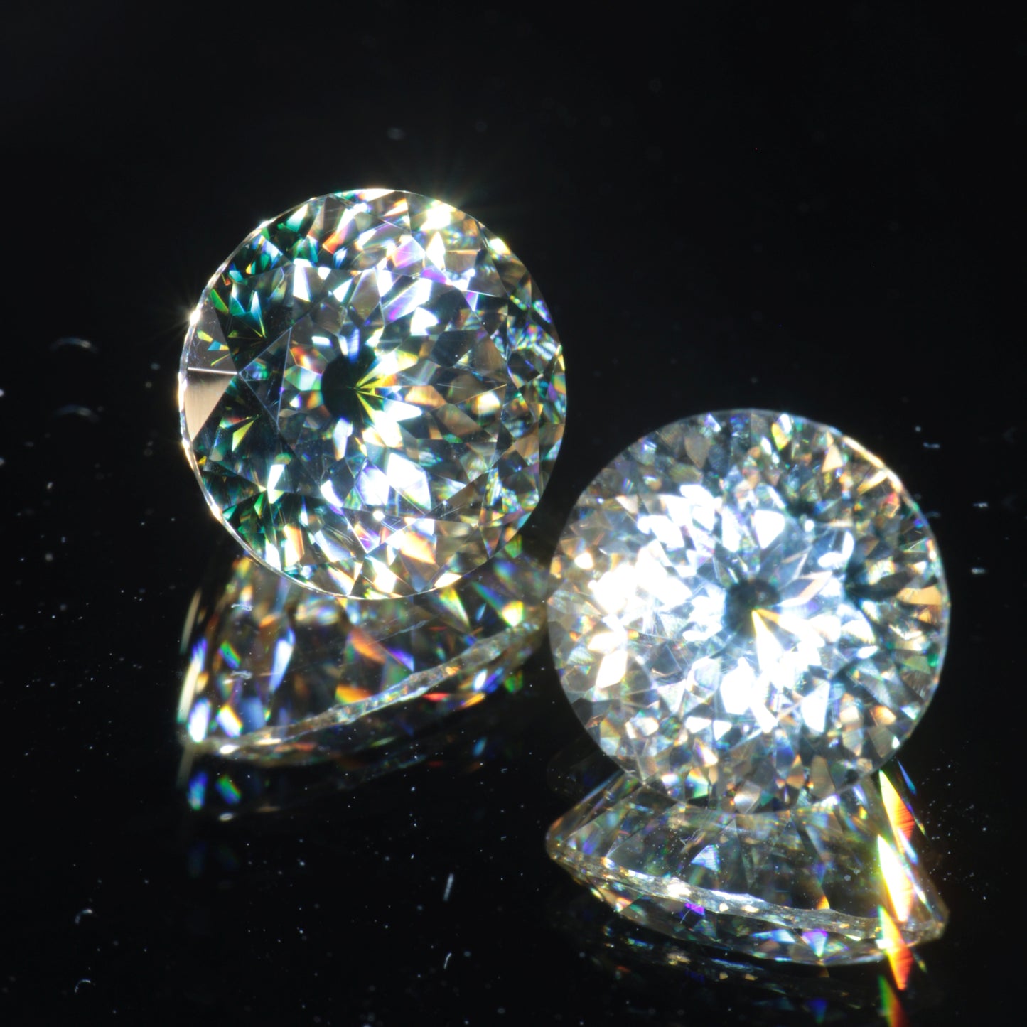 Moissanite Eyes, Loose Round Cut Bicolor Moissanites