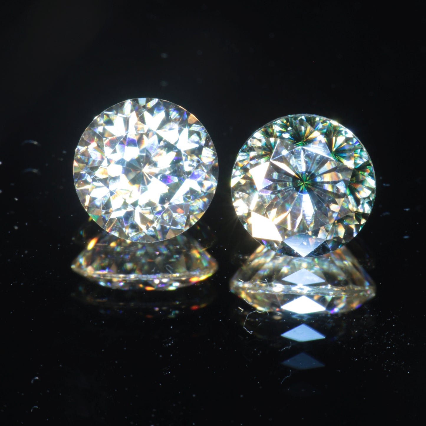 Moissanite Eyes, Loose Round Cut Bicolor Moissanites