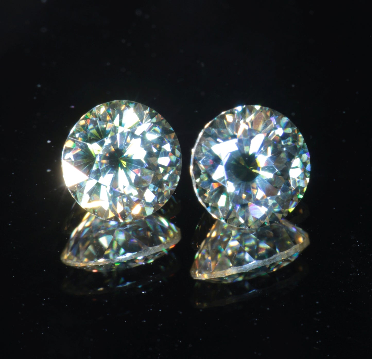 Moissanite Eyes, Loose Round Cut Bicolor Moissanites