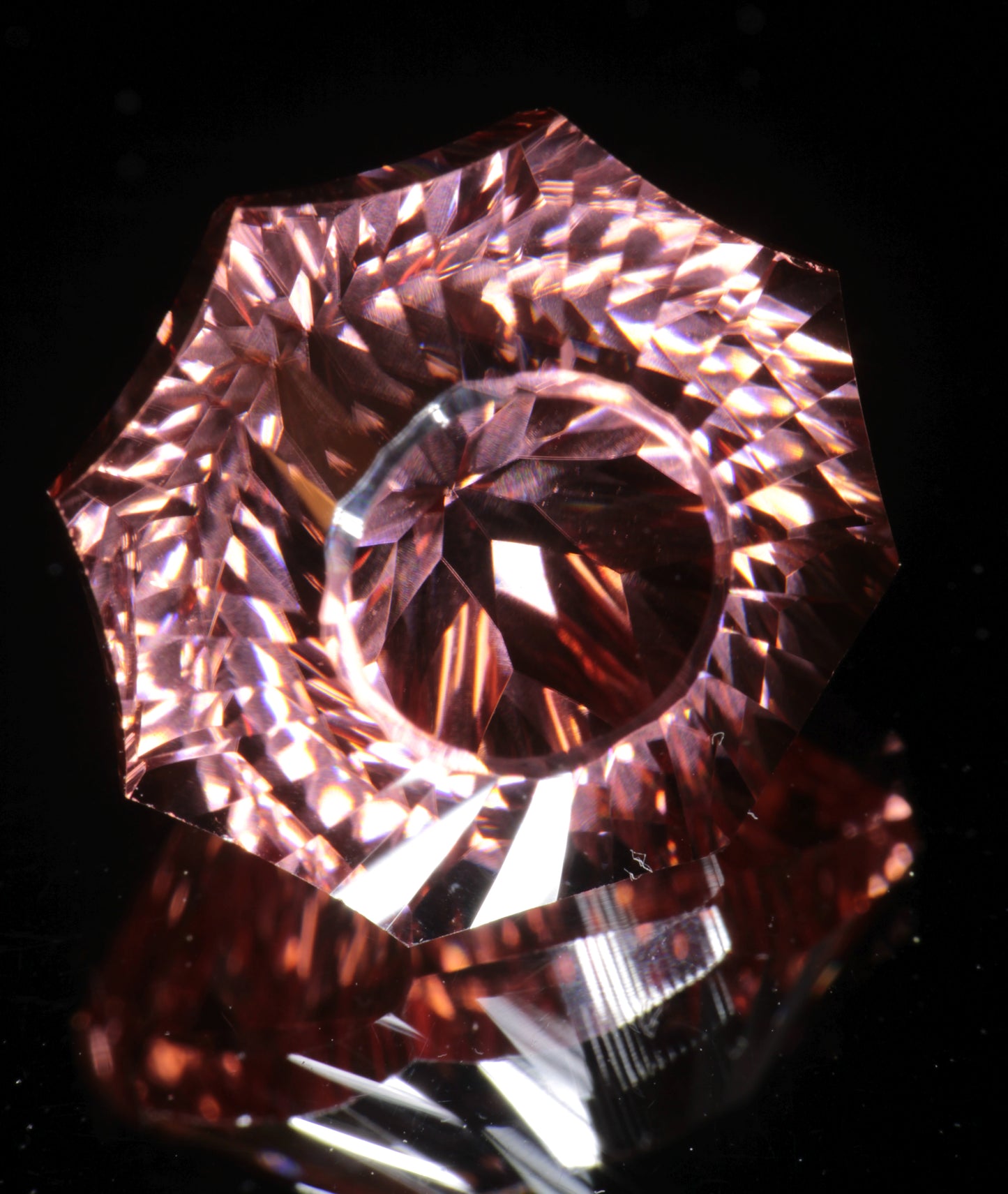 Lab Perovskite Cut Gems, Pink to Orange Red Laser YAP