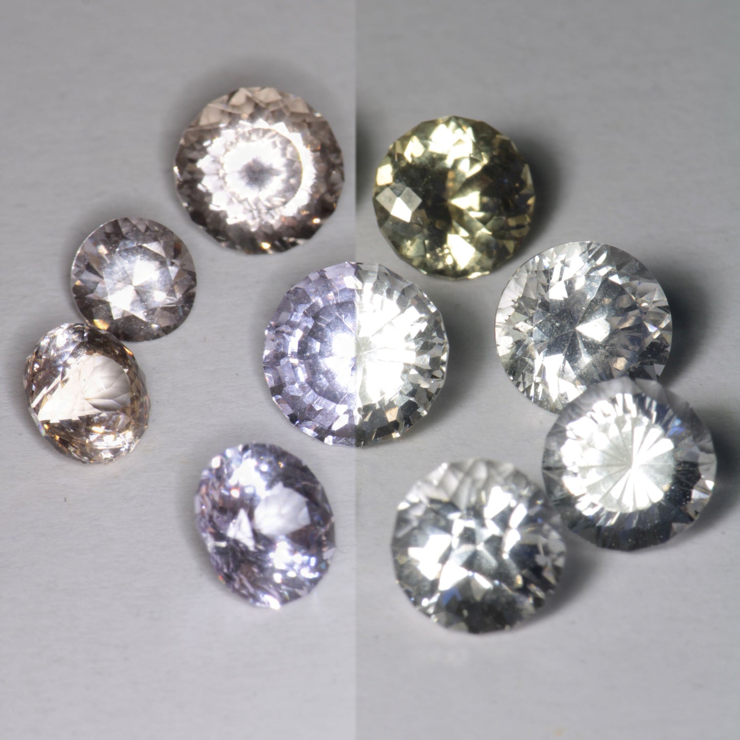 Pink Laser Garnet, Nd+ YAG in Violet, Pink and Peach
