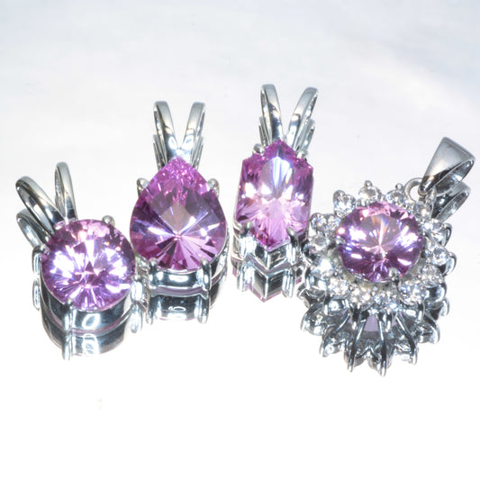 SDI/'Star Wars' Laser Ruby Pendants with F35 Sapphire Accents in Sterling Silver