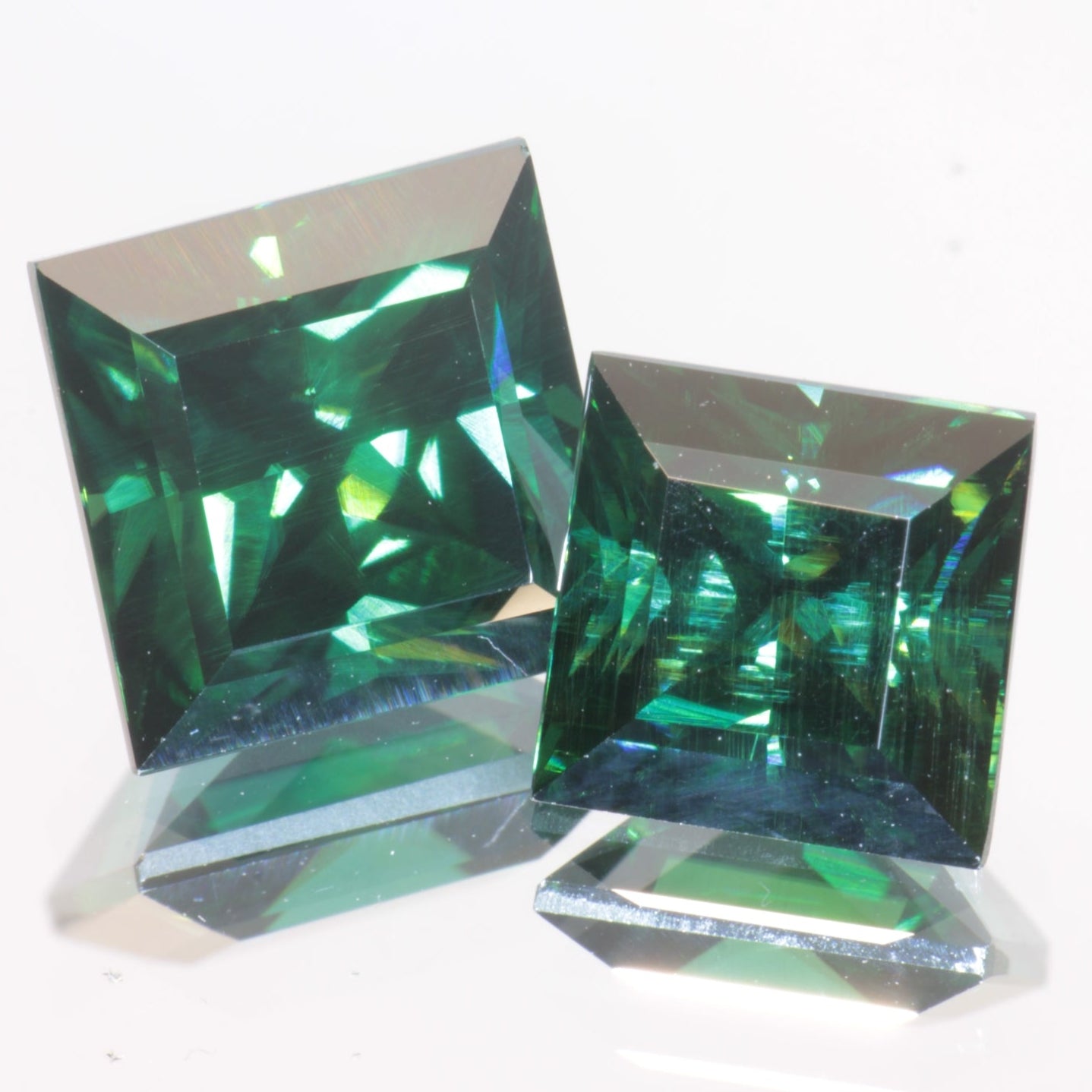 Dark Green Moissanite, Loose Faceted Gemstones Blue Green