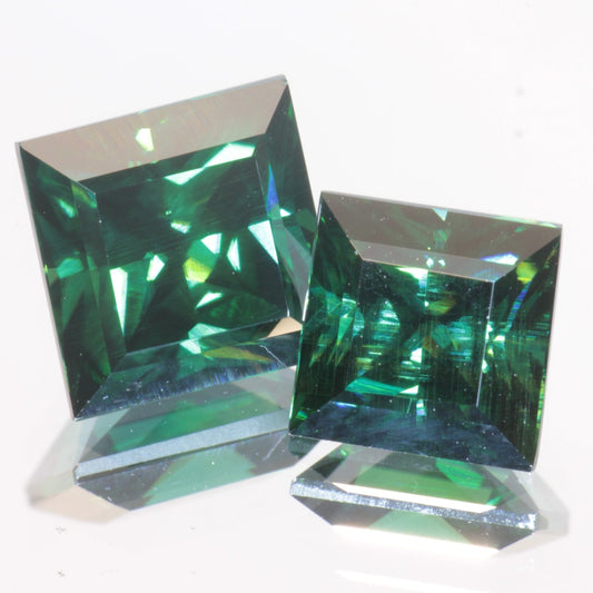 Dark Green Moissanite, Loose Faceted Gemstones Blue Green